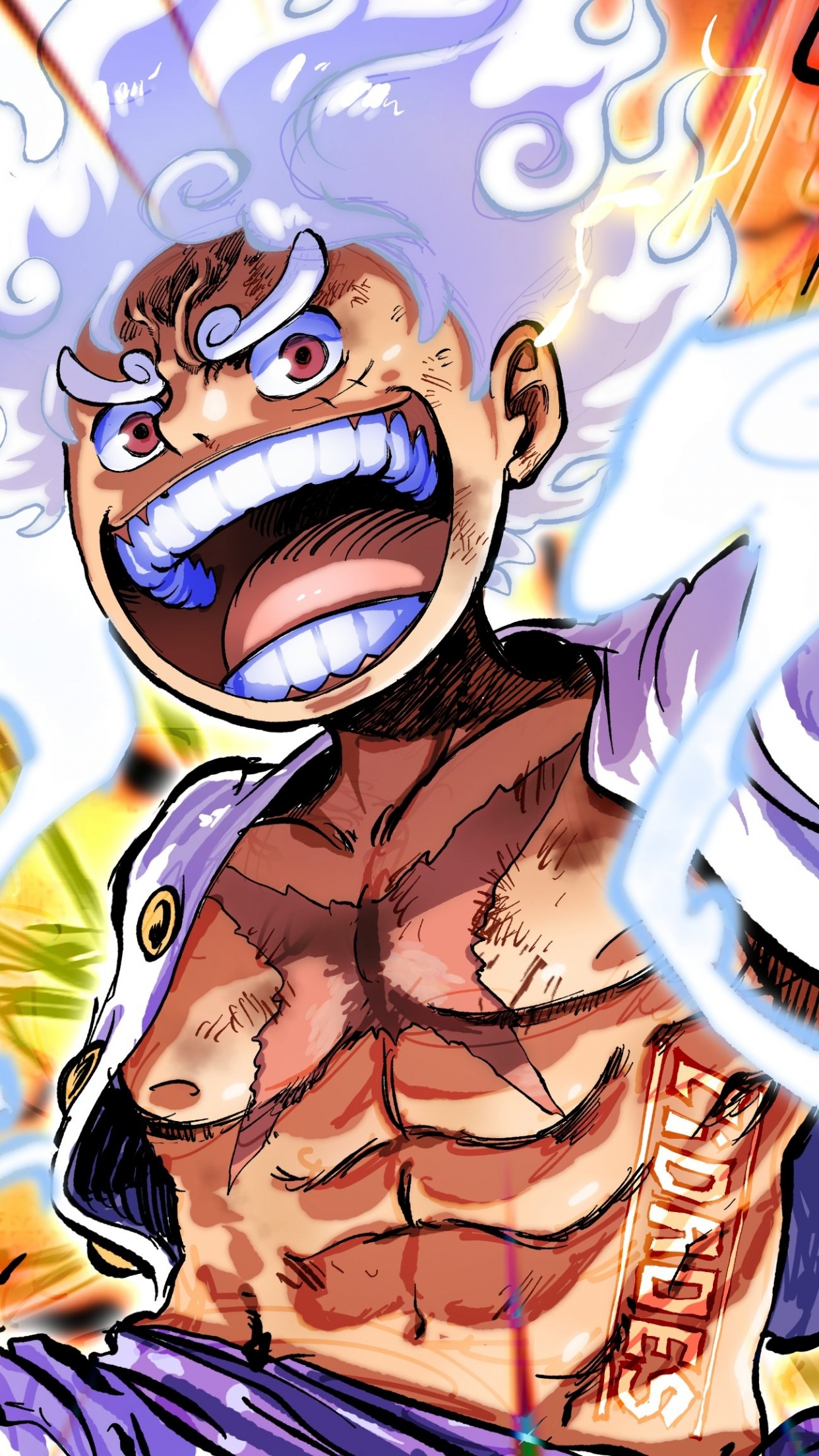 1250x2210 One Piece Luffy Gear 5 4K Wallpaper, Phone