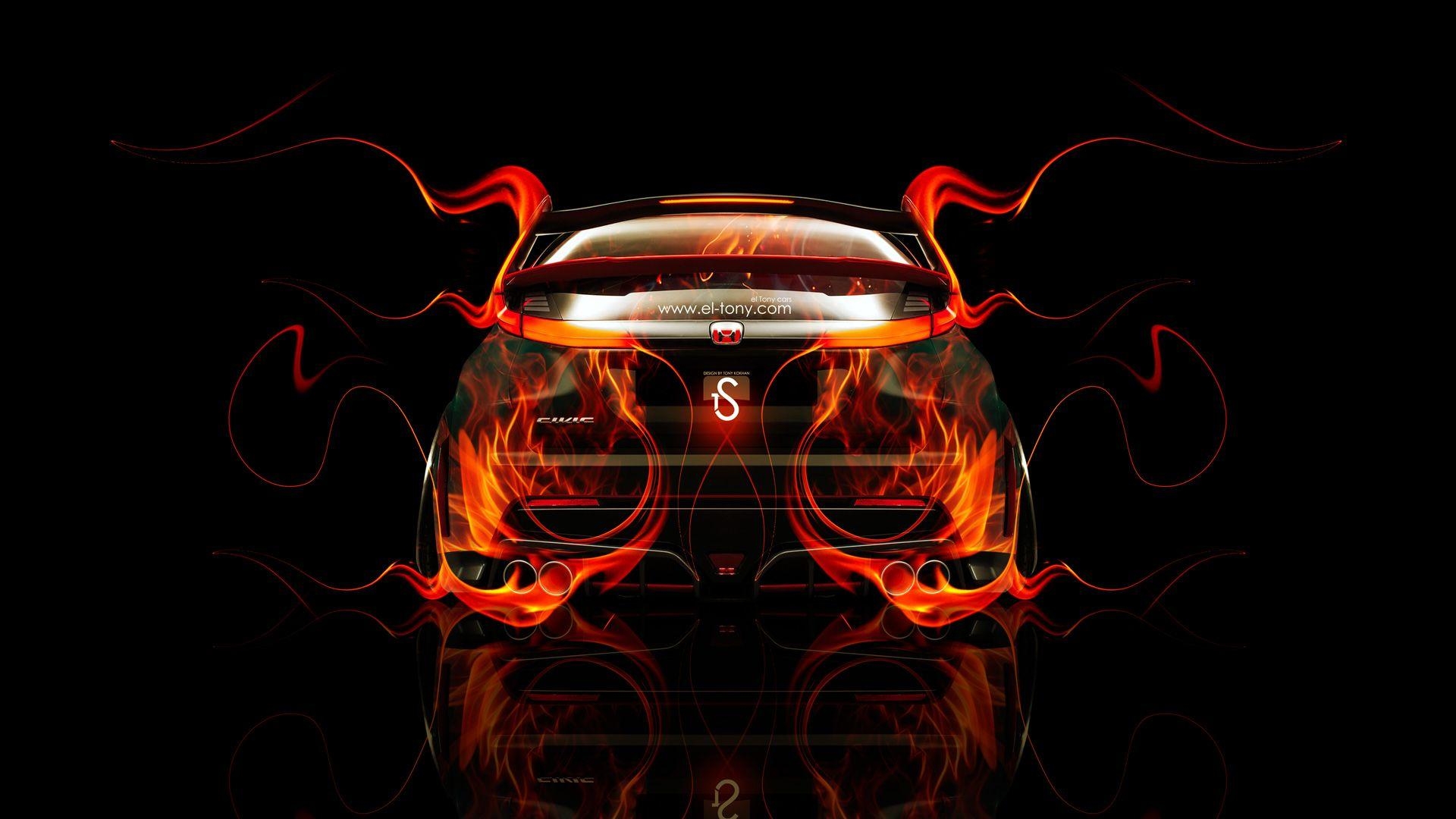 1920x1080 Honda Civic Type R Back Fire Abstract Car 2014, Desktop