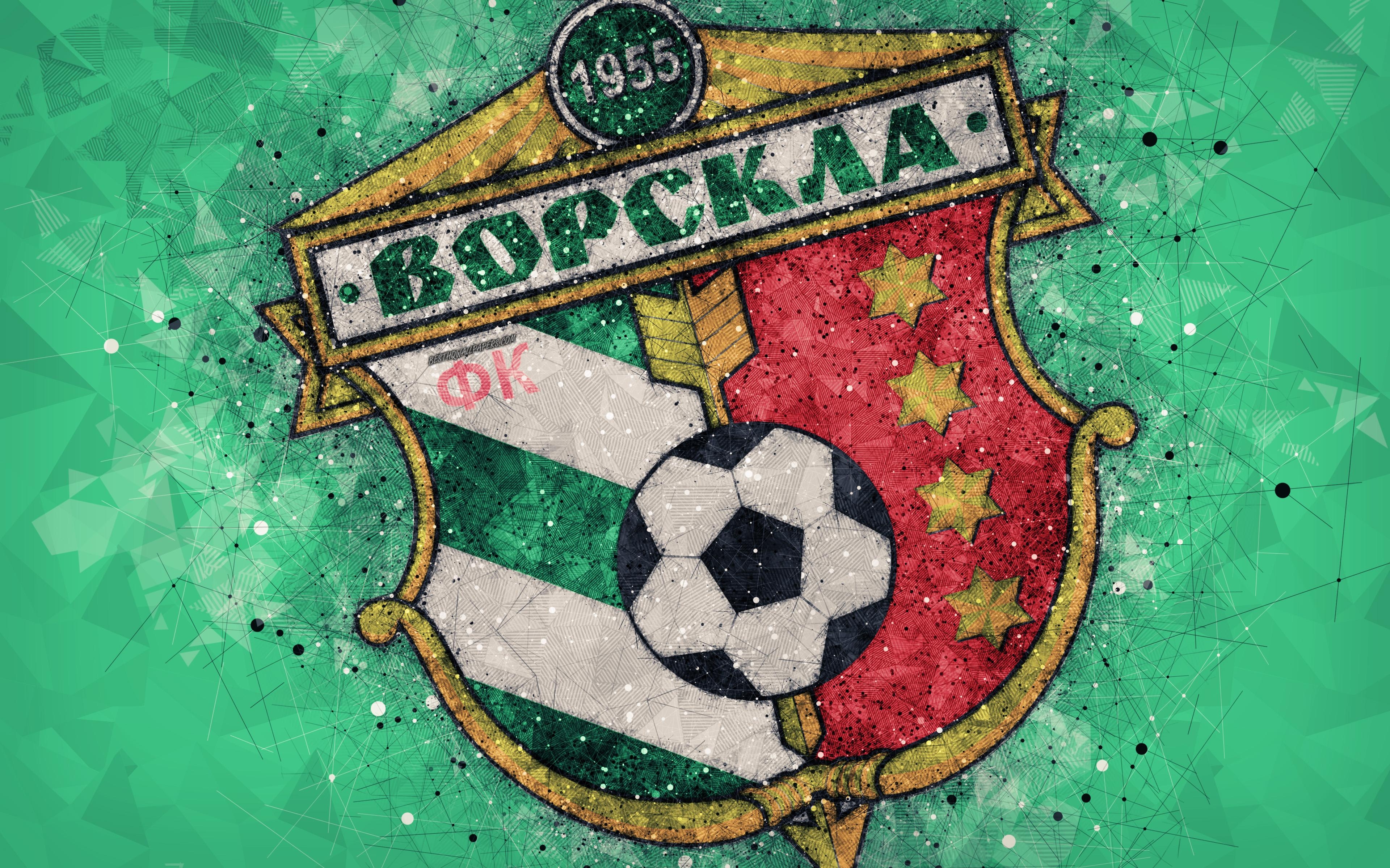 3840x2400 Download wallpaper FC Vorskla Poltava, 4k, logo, geometric art, Desktop