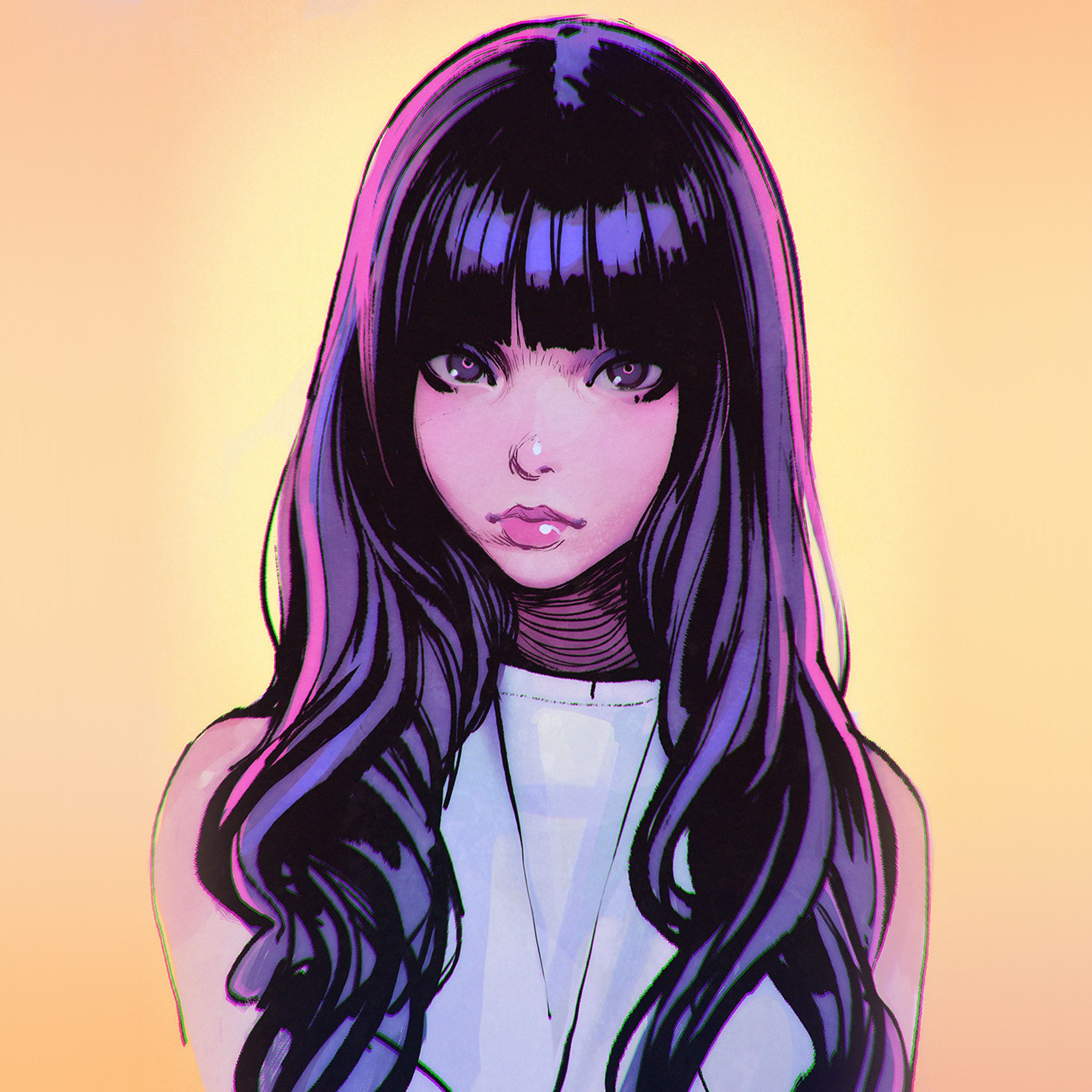 2740x2740 Ilya Juvshinov Girl Purple Illust Face Art Wallpaper, Phone