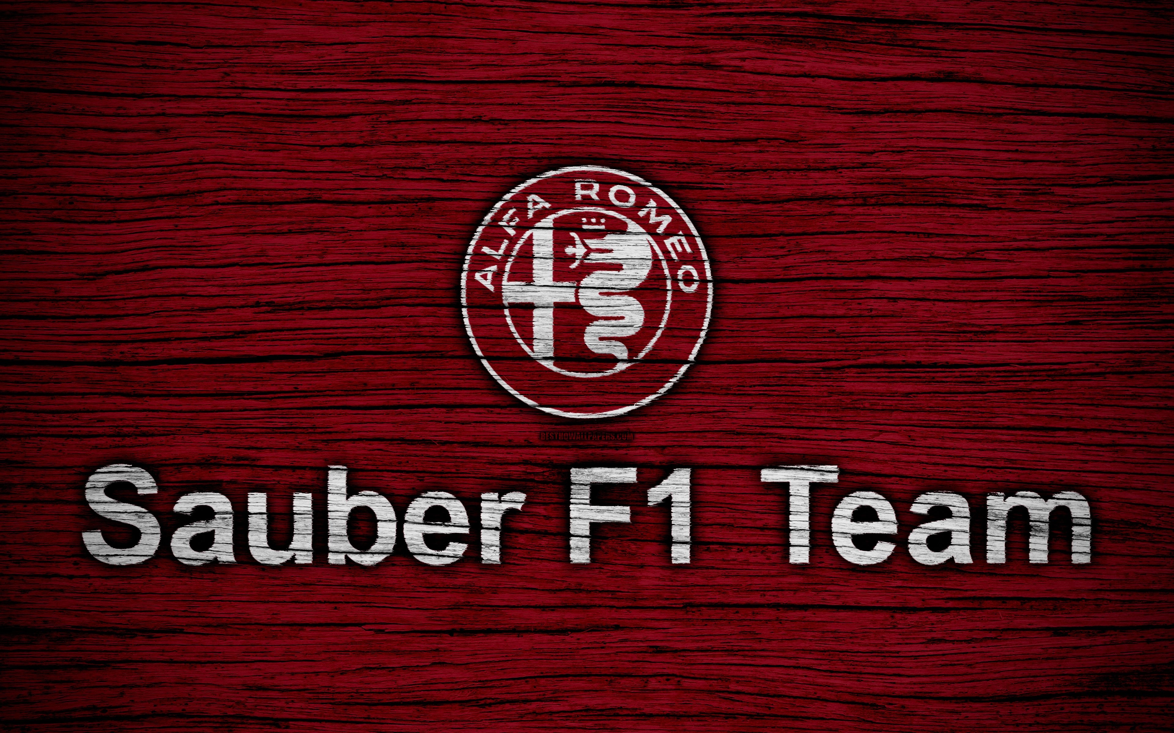 3840x2400 Download wallpaper Alfa Romeo Sauber F1 Team, 4k, logo, F1 teams, Desktop