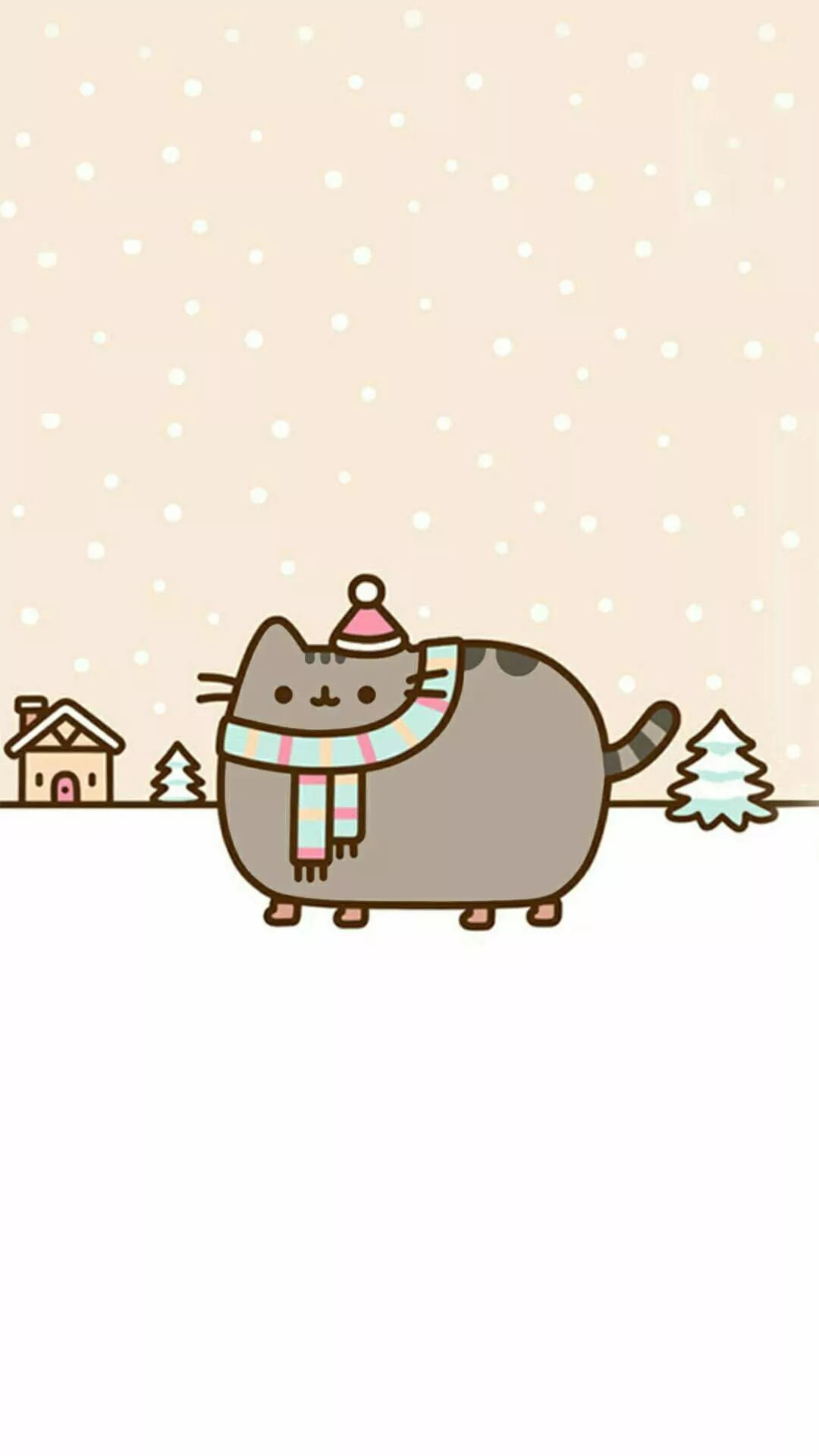 1080x1920 Pusheen Cat In Winter Wallpaper, Phone