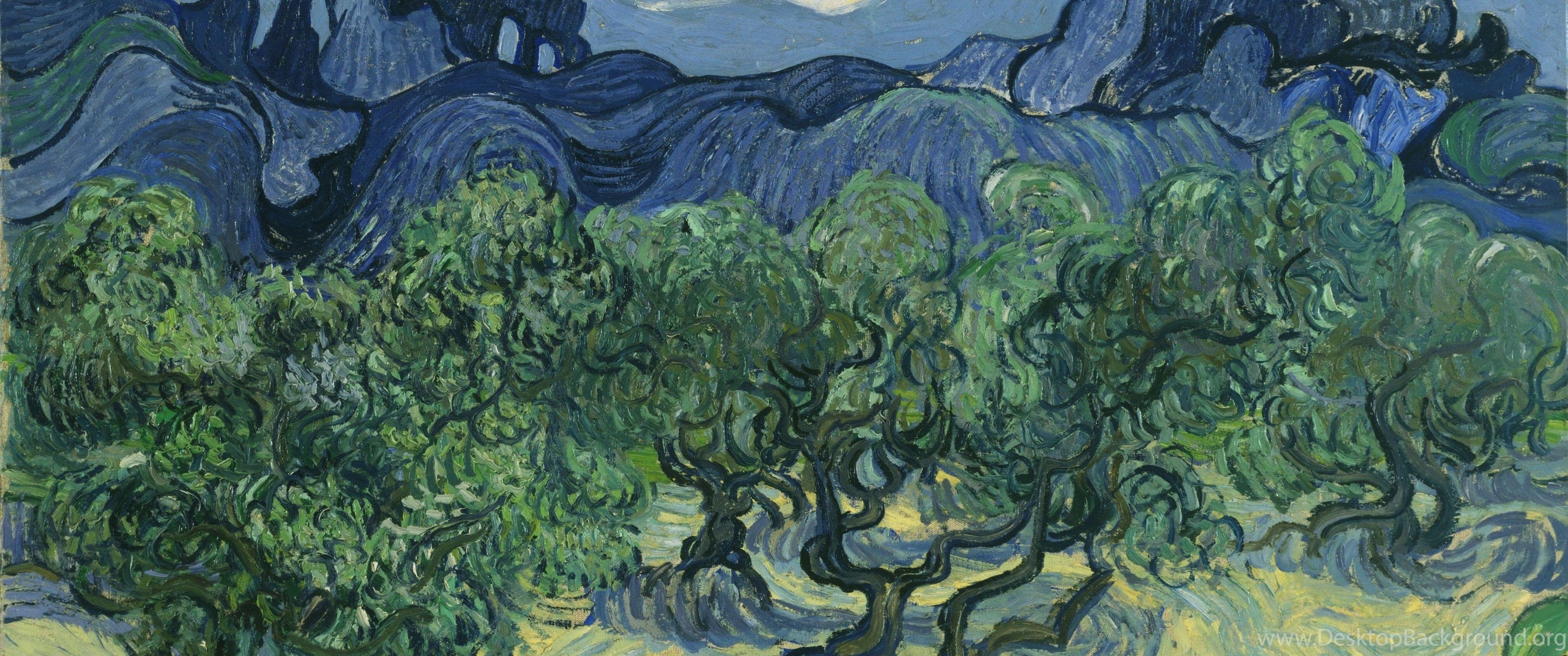 4100x1720 Painting Of Vincent Van Gogh Olive Trees Wallpaper And Image. Desktop Background, Dual Screen