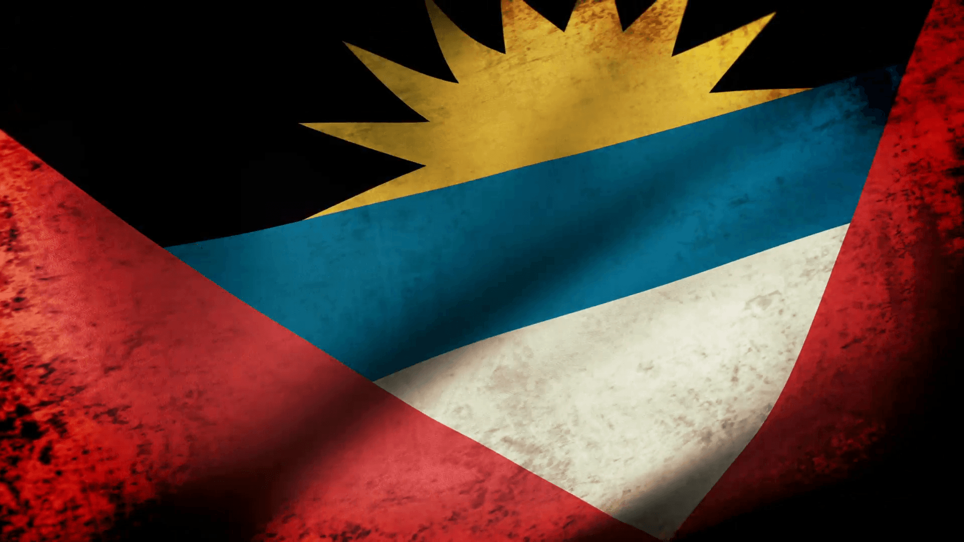 1920x1080 Antigua and Barbuda Flag Waving, grunge look Motion Background, Desktop