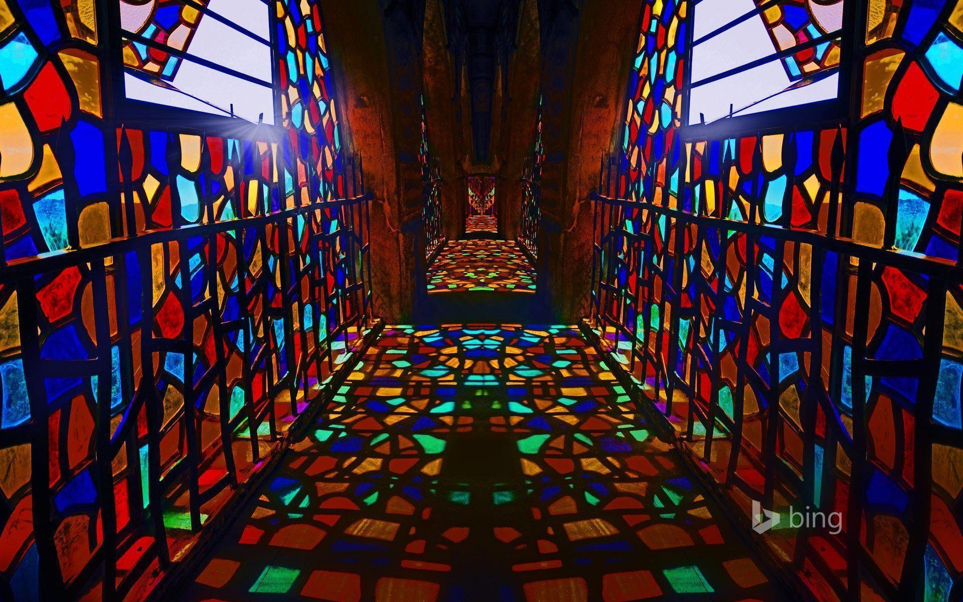 1920x1200 castle moussa deir el qamar lebanon corridor stained glass paint, Desktop