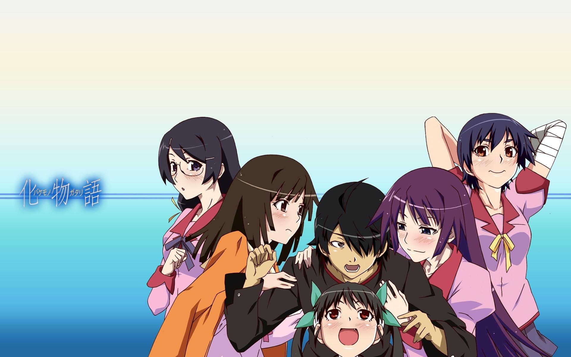 1920x1200 Bakemonogatari, Araragi Koyomi, Sengoku Nadeko, Hanekawa Tsubasa, Desktop