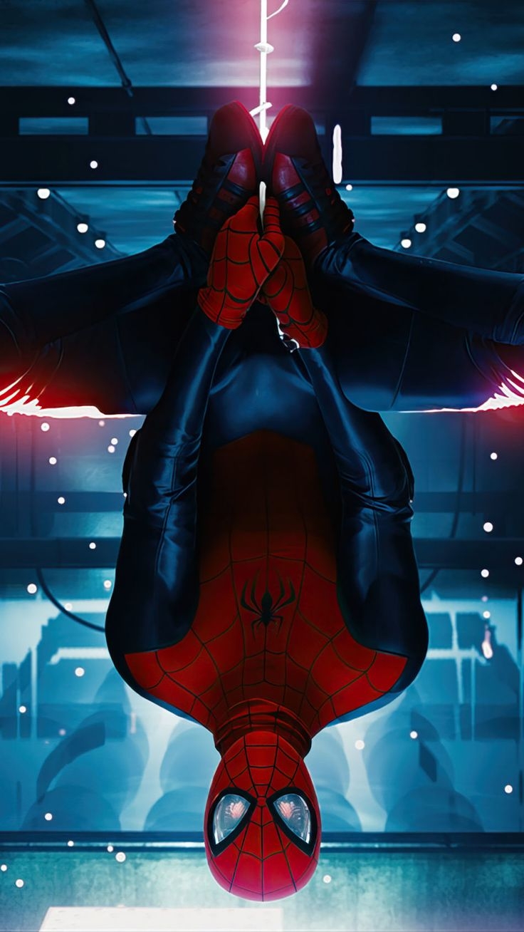 740x1310 Spider Man Miles Morales Hanging Upside Down 4K Ultra HD Mobile Wallpaper. Spider Man Wallpaper, Miles Morales Spiderman, Spiderman, Phone