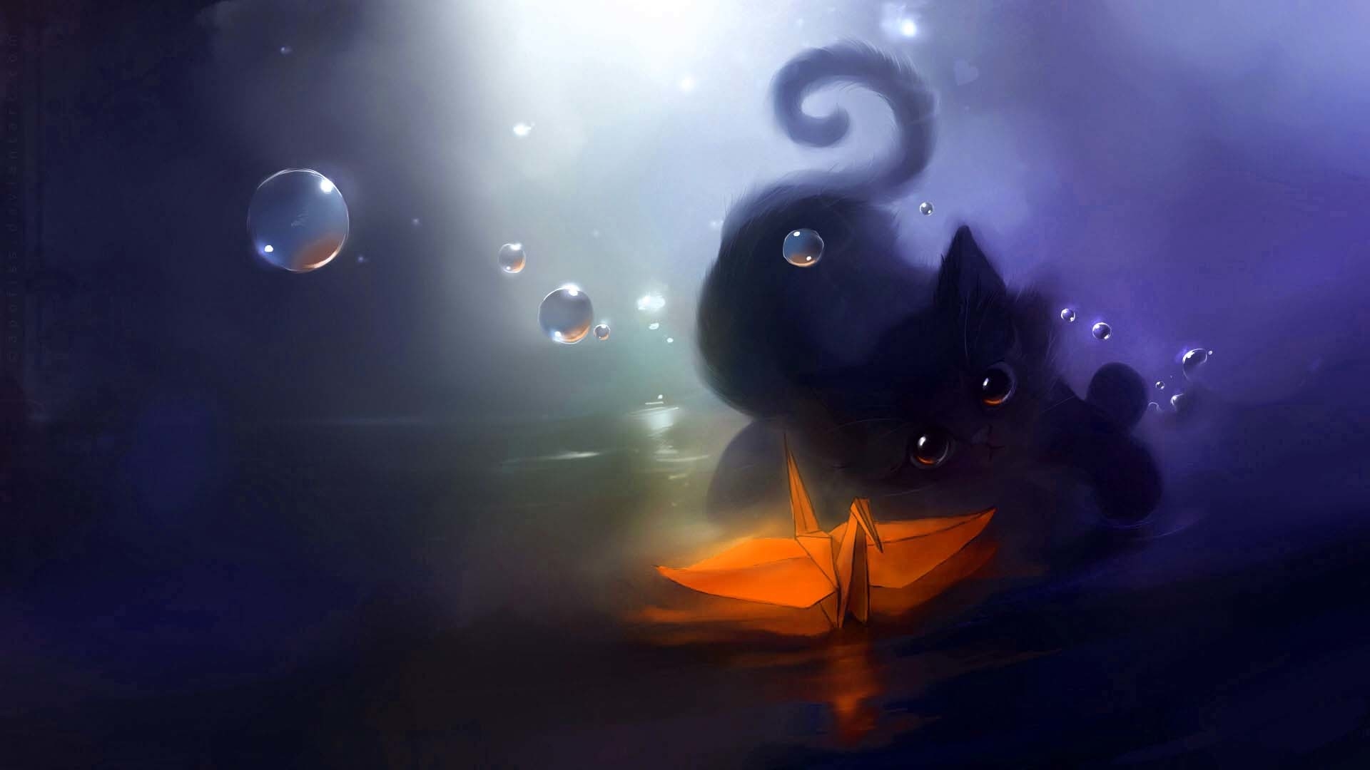 1920x1080 Cute Anime Cat Wallpaper, Desktop