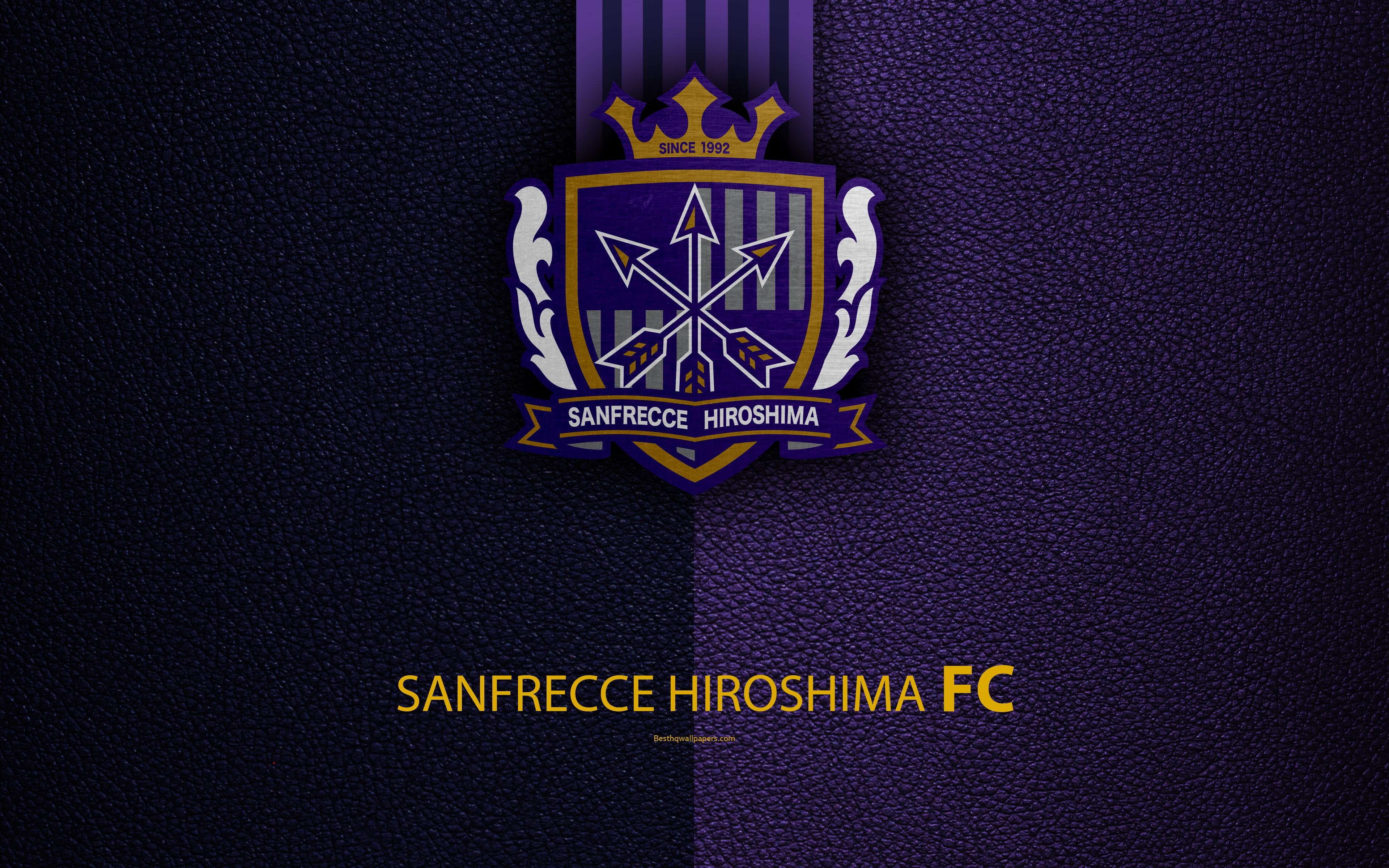 3840x2400 Download wallpaper Sanfrecce Hiroshima FC, 4k, logo, leather, Desktop