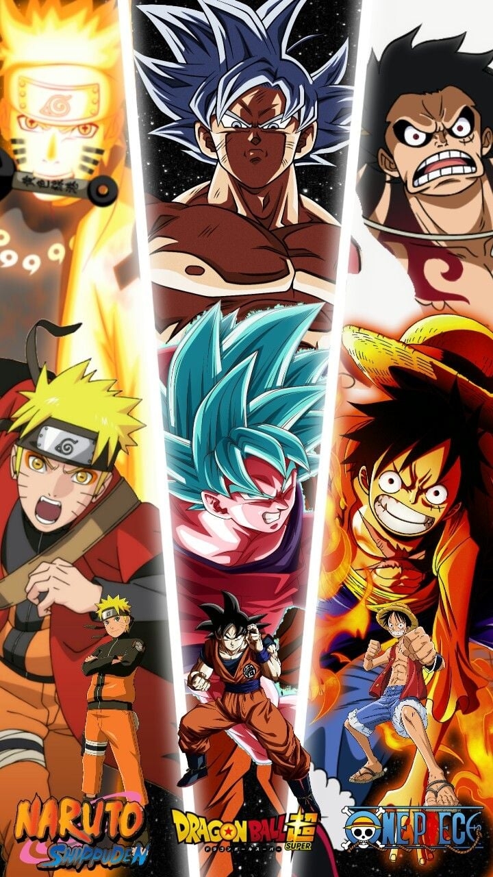 720x1280 naruto, goku & luffy. Anime, Anime crossover, All anime characters, Phone