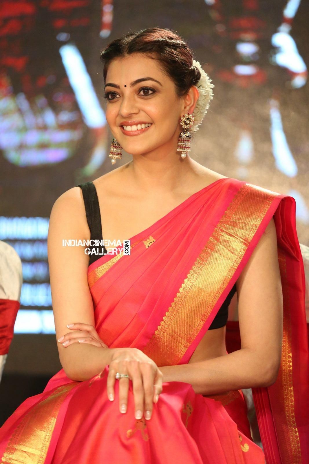 1070x1600 Kajal Agarwal at Nene Raju Nene Mantri Yuvagarjana (12). Saree, Phone