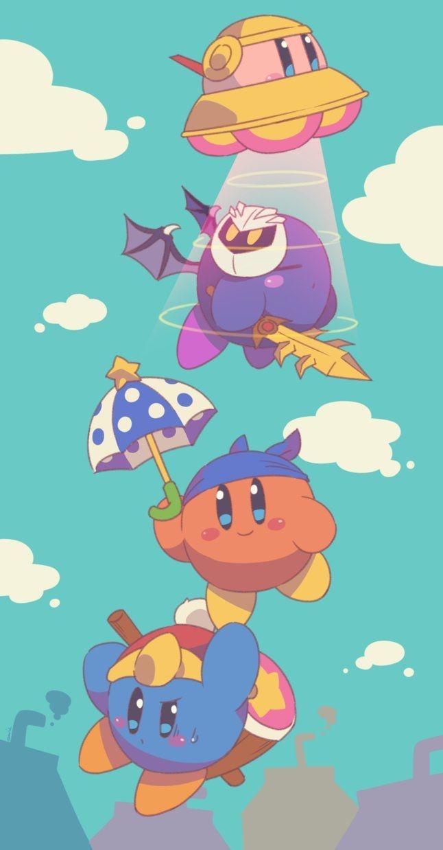 650x1240 The Classic Team: Kirby, Meta Knight, Waddle Dee, and King Dedede.as Kirbys!!. Kirby, Kirby memes, Kirby nintendo, Phone