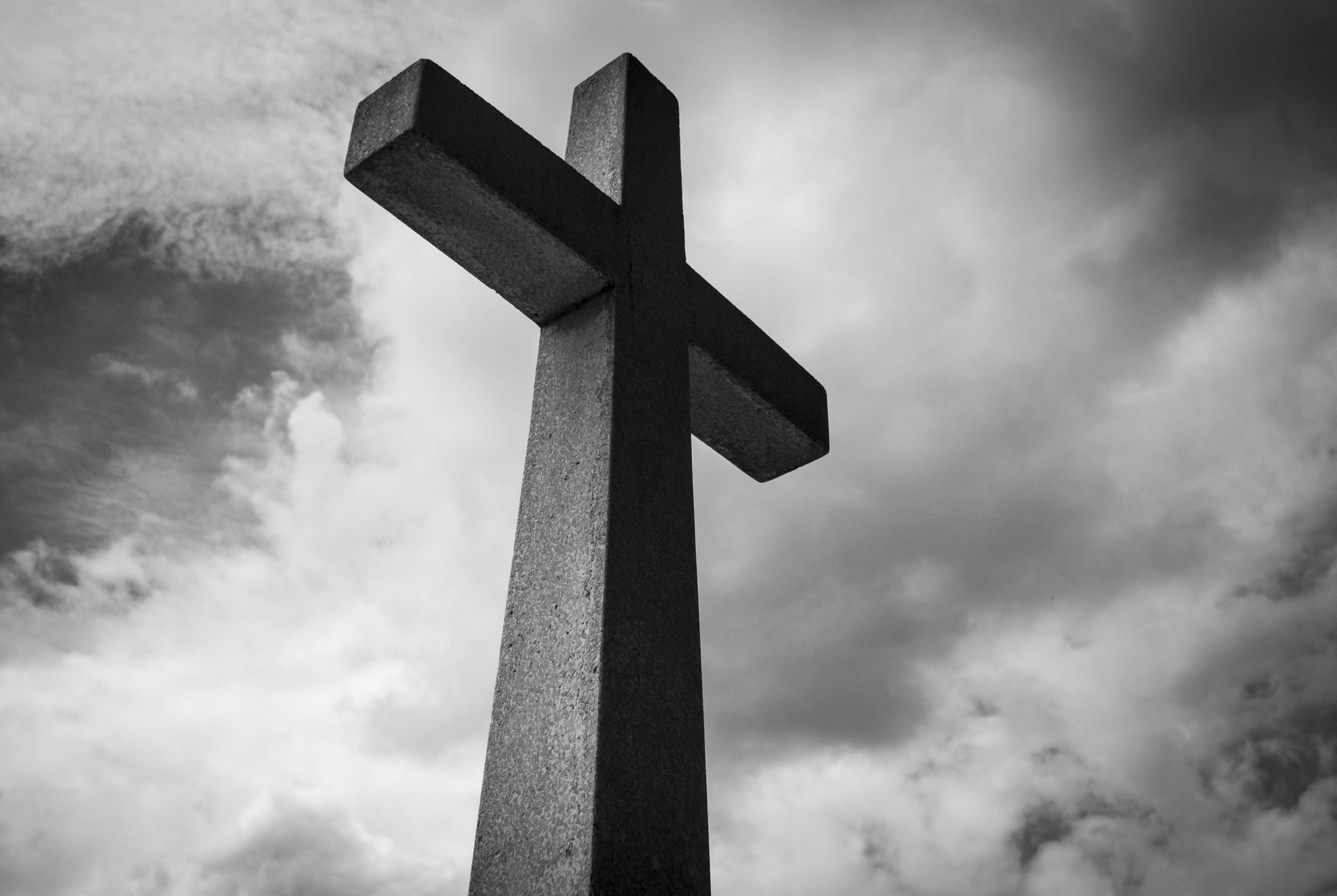 3840x2580 black and white, cemetery, christ, church, clouds, cross, crucifixion, dark, death, god, grave, light, low angle shot, outdoors, religion, sky, spirituality 4k Gallery HD Wallpaper, Desktop