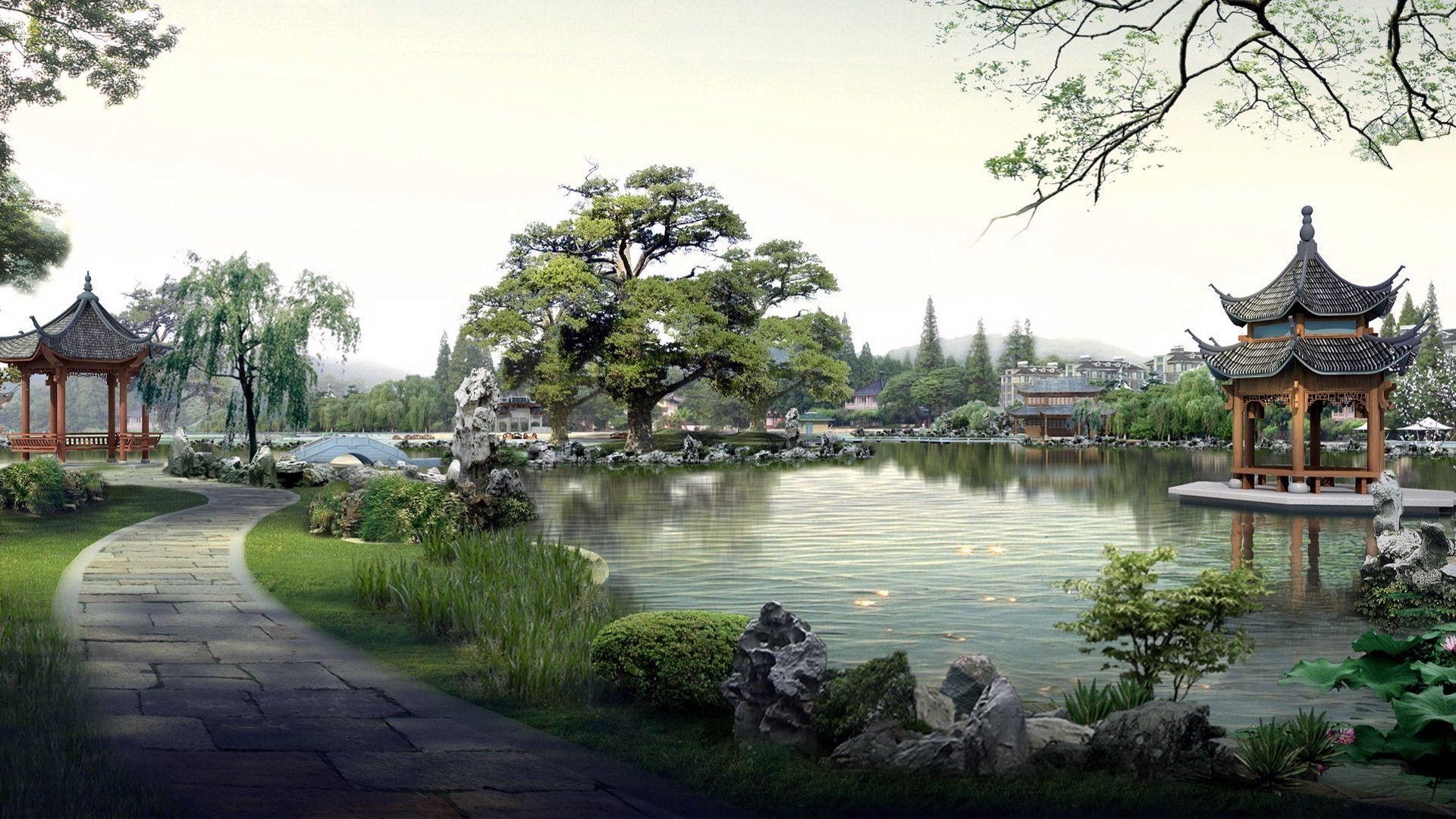 1920x1080 Japanese Garden widescreen wallpaper. Wide, Desktop