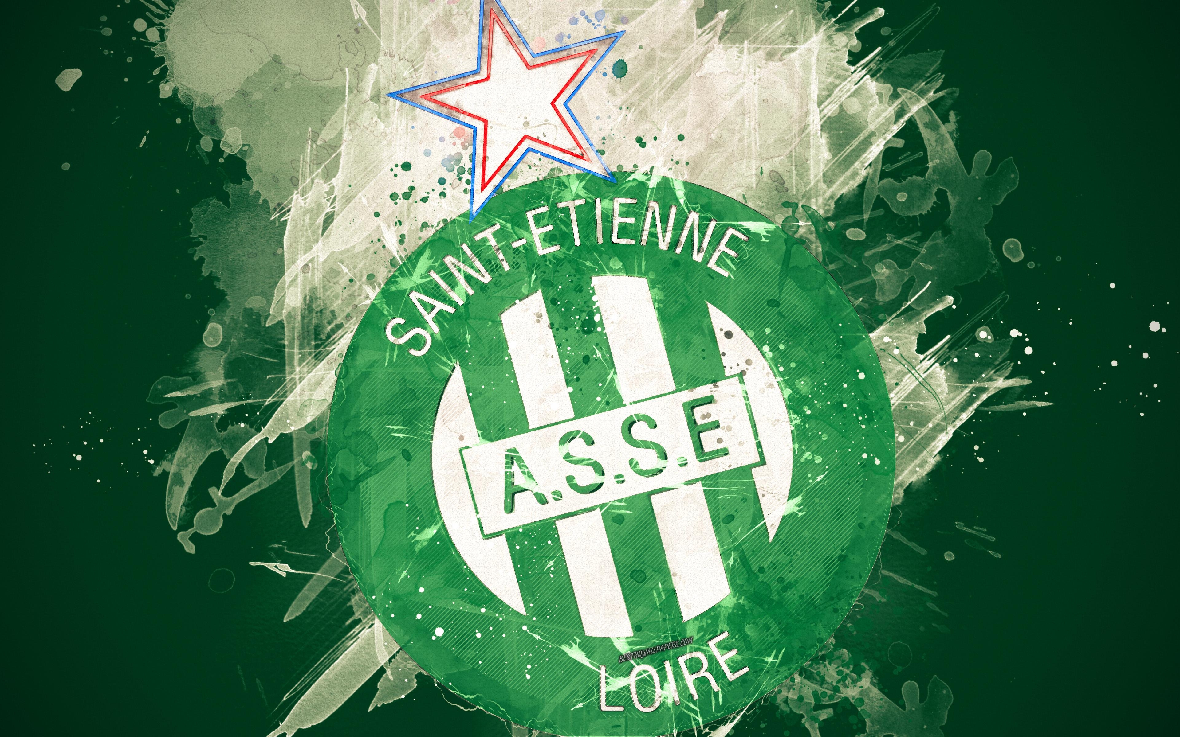 3840x2400 Download Wallpaper AS Saint Etienne, ASSE, 4k, Paint Art, Creative, Desktop