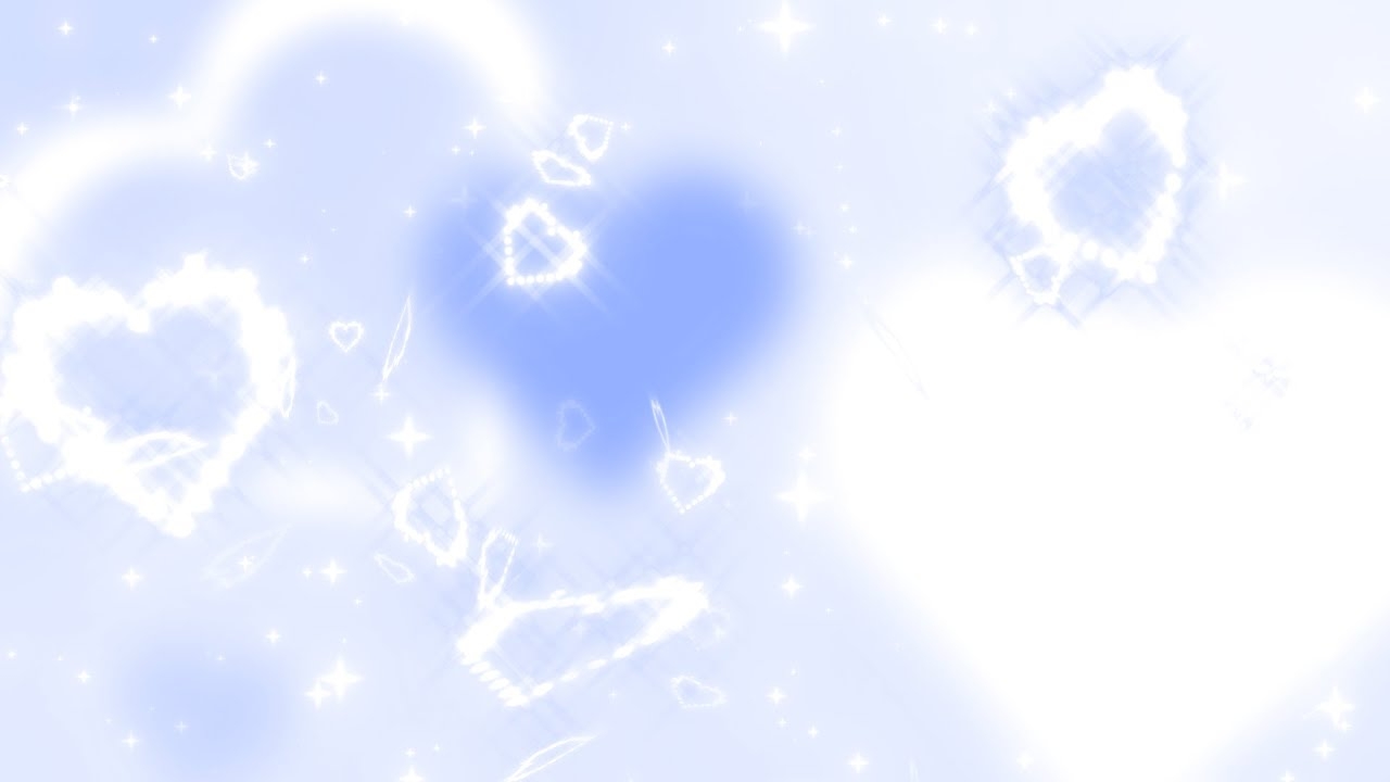 1280x720 Y2k Blurred and Glittering Blue Stars and Hearts Background.. 1 Hour Looped HD, Desktop