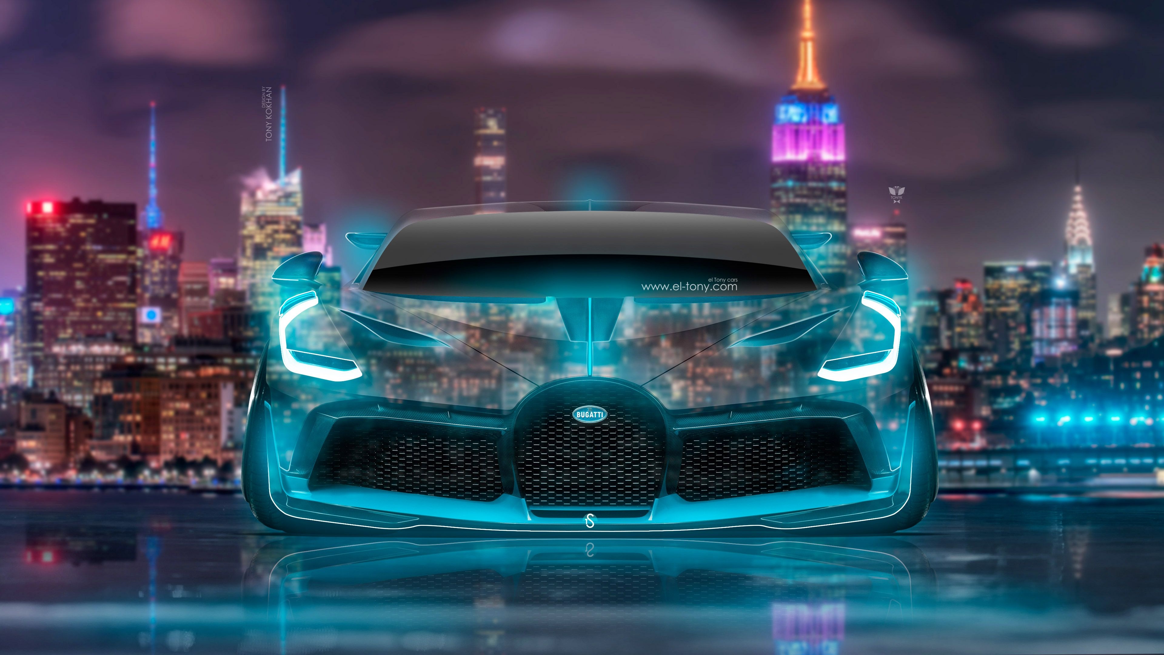 3840x2160 Bugatti Divo Neon Blue, Desktop