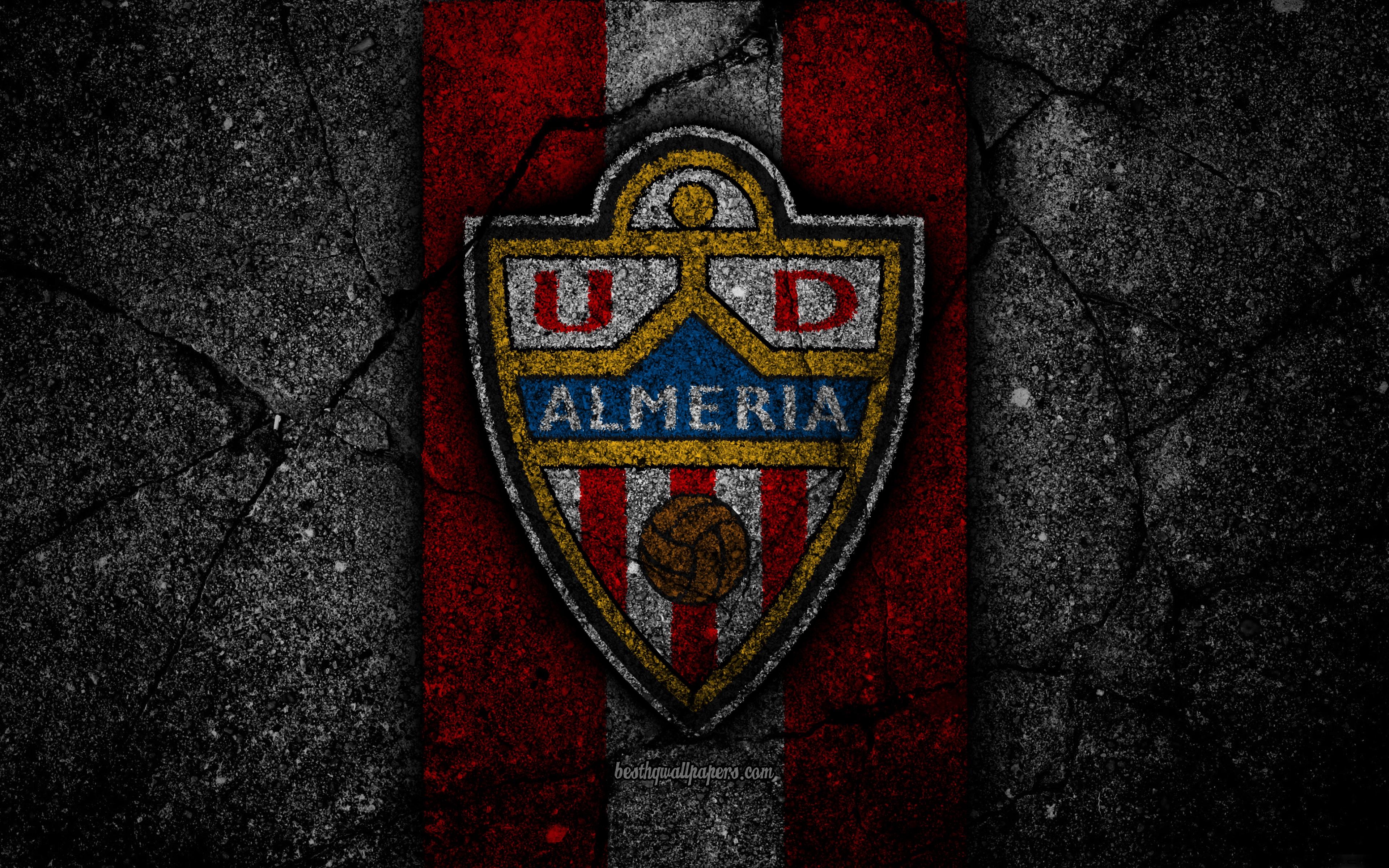 3840x2400 Download wallpaper 4k, FC Almeria, logo, Segunda Division, soccer, Desktop