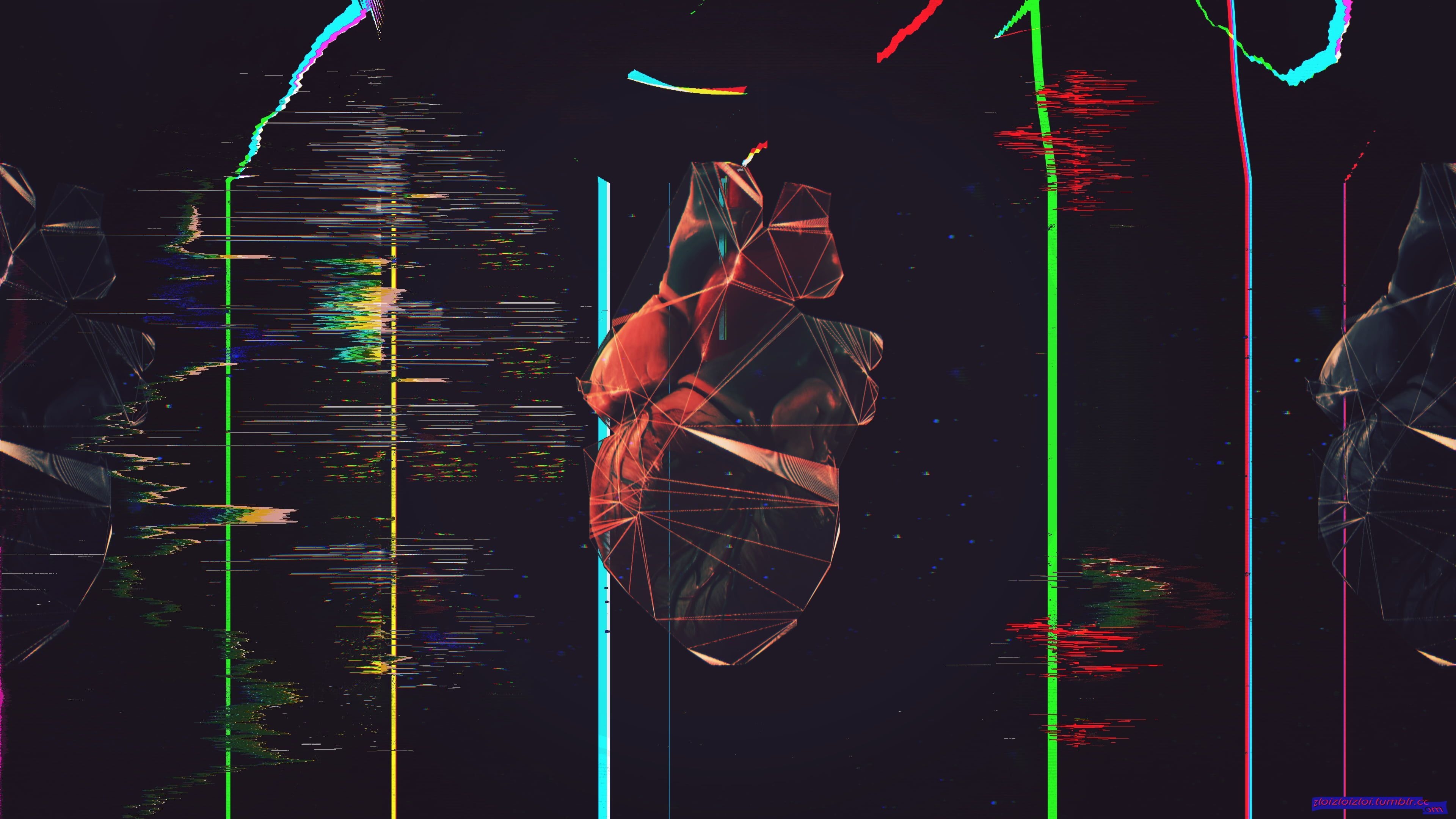 3840x2160 black and red human heart illustration glitch art polygon art low poly #abstract #heart K #wallpaper #hdwallpape. Polygon art, Glitch art, Desktop wallpaper art, Desktop