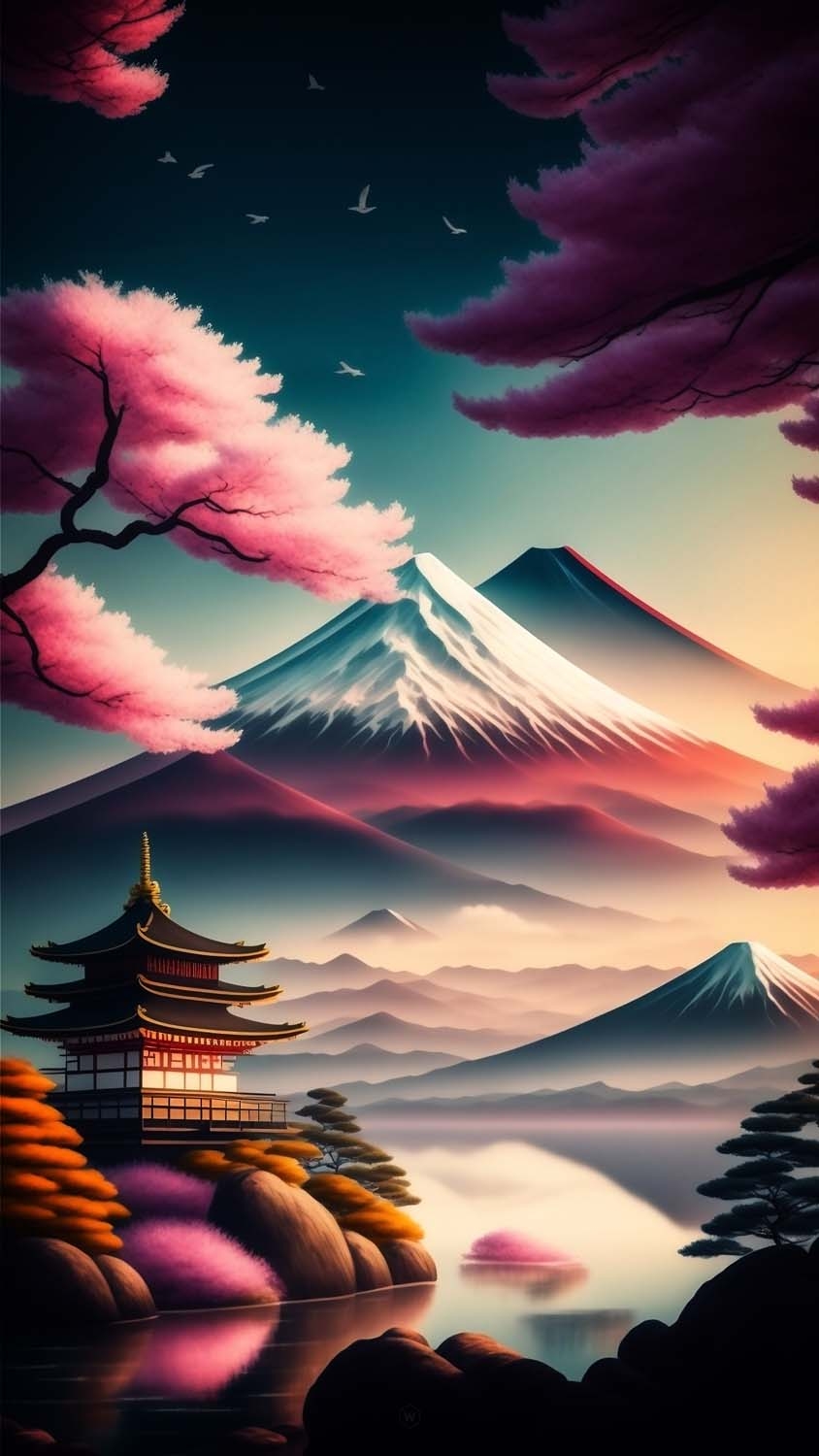 850x1500 Fuji Temple Japan iPhone Wallpaper HD, Phone