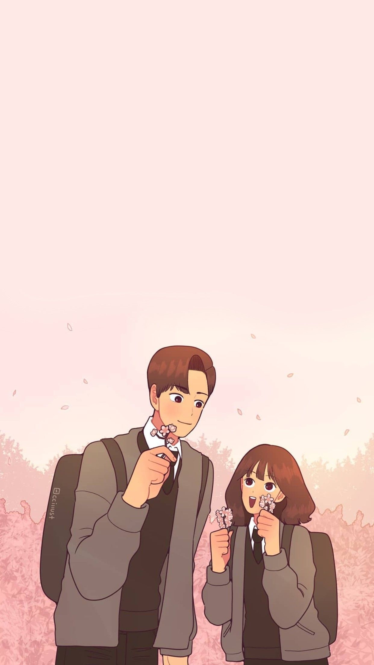 1250x2210 cartoon couple #couple #cartoon #ig #korean. Seni animasi, Seni, Phone