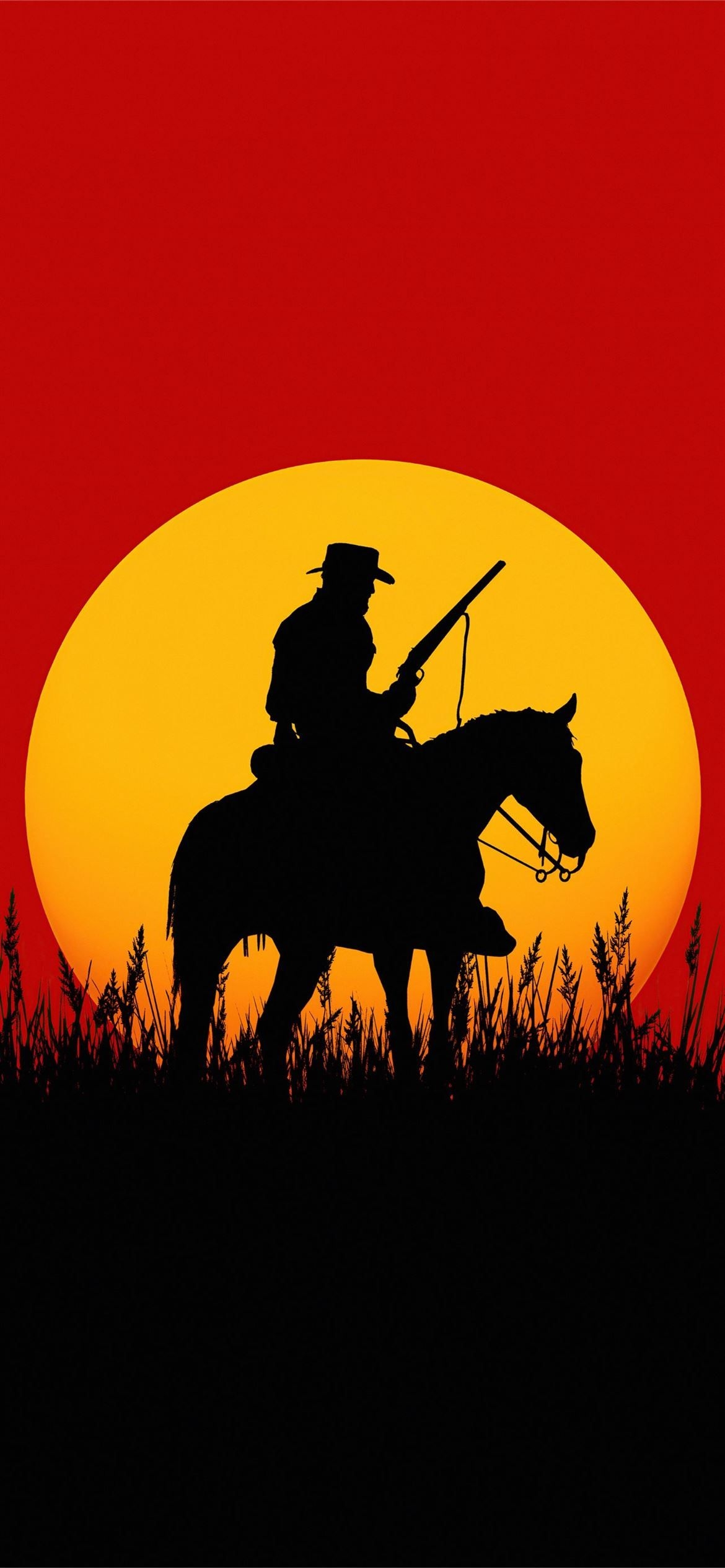 1170x2540 silhouette cowboy red dead redemption 2 5k iPhone 12 Wallpaper Free Download, Phone