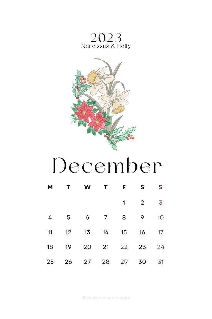 740x1110 Simple minimal 2023 monthly calendar for December. Flower calendar, Calendar, Calendar wallpaper, Phone