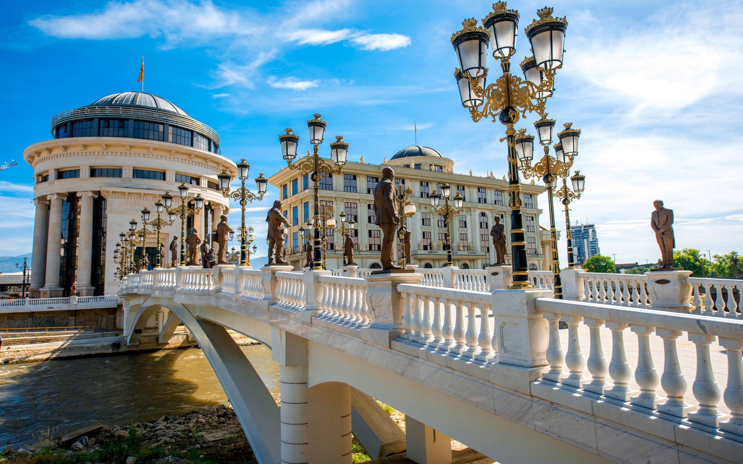 2560x1600 Art Bridge Pedestrian Bridge Over The River Vardar In The Center Of, Desktop