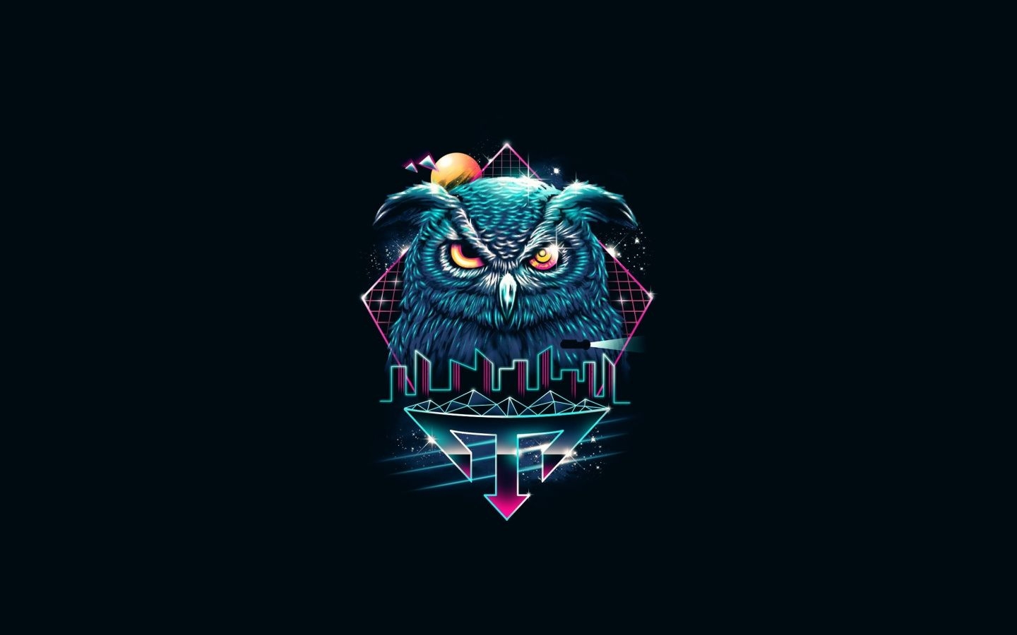 1440x900 Download  wallpaper minimal, attitude, owl, retro art, Desktop