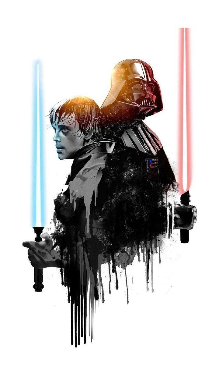 720x1280 Darth vader, luke skywalker, star wars, minimal,, Phone