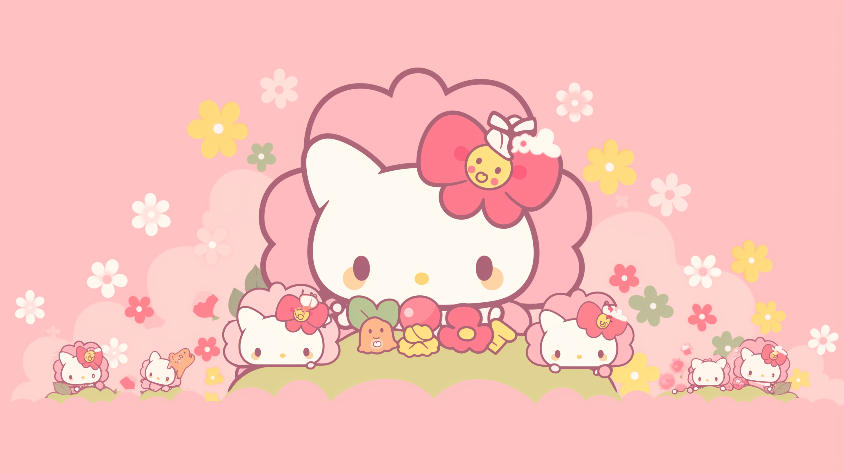 2920x1640 Hello Kitty Pink Floral HD Wallpaper, Desktop