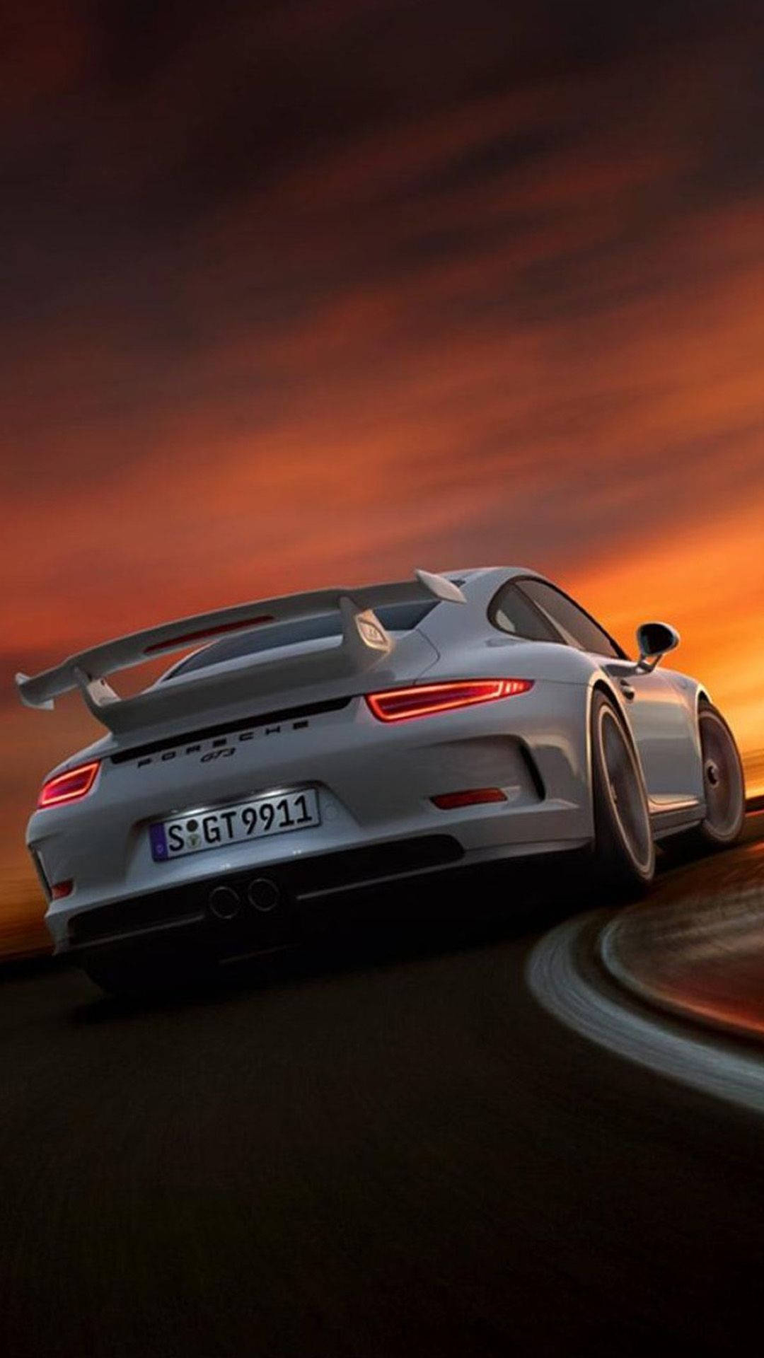 1080x1920 Download Sunset And White Porsche Gt3 Car iPhone Wallpaper, Phone