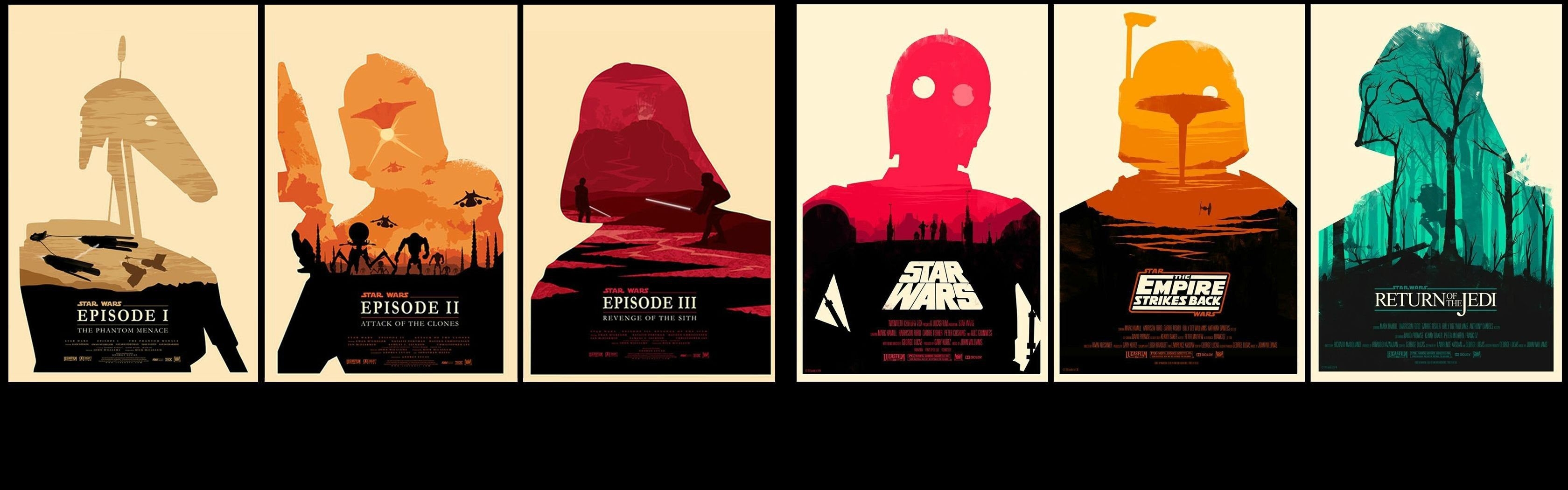 3360x1050 Star wars originals + prequels combined for dual screen wallpaper, Dual Screen