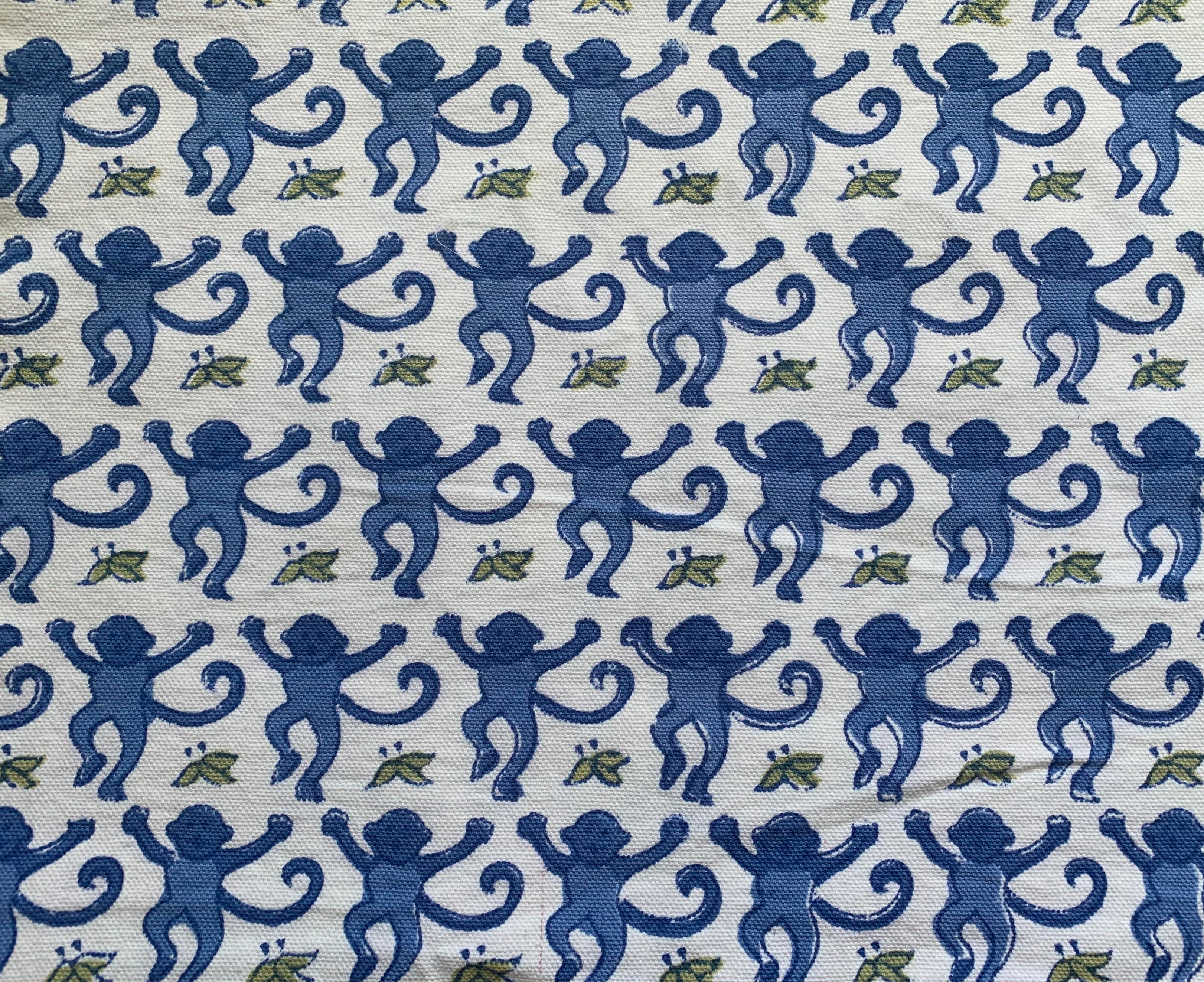 3250x2650 Roberta Roller Rabbit Blue Monkey 5 Yards Fabric, Desktop