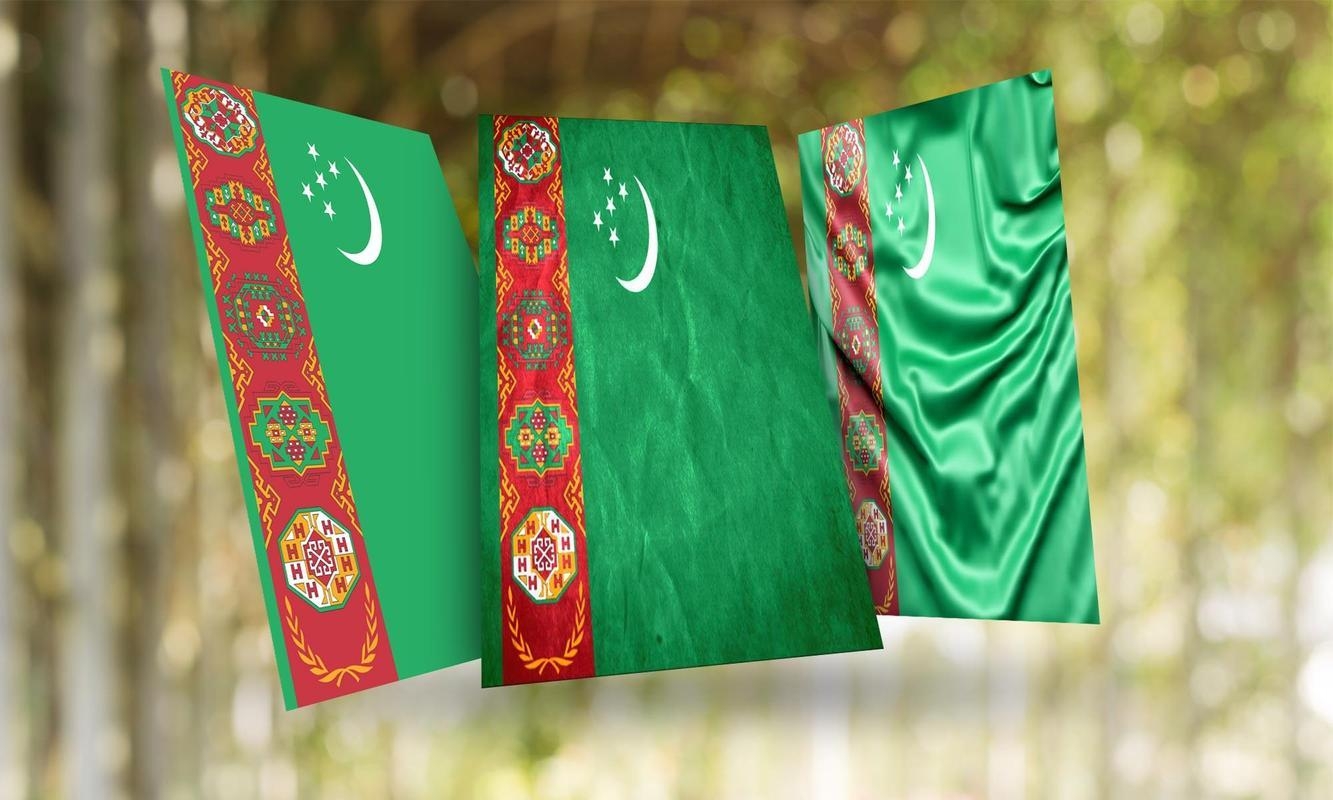 1340x800 Turkmenistan Flag Wallpaper for Android, Desktop