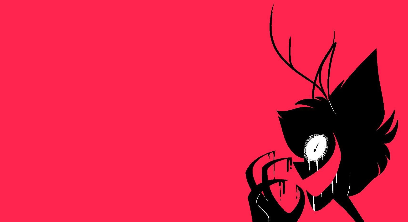 1720x940 Cat with Horns on Red Background, Desktop