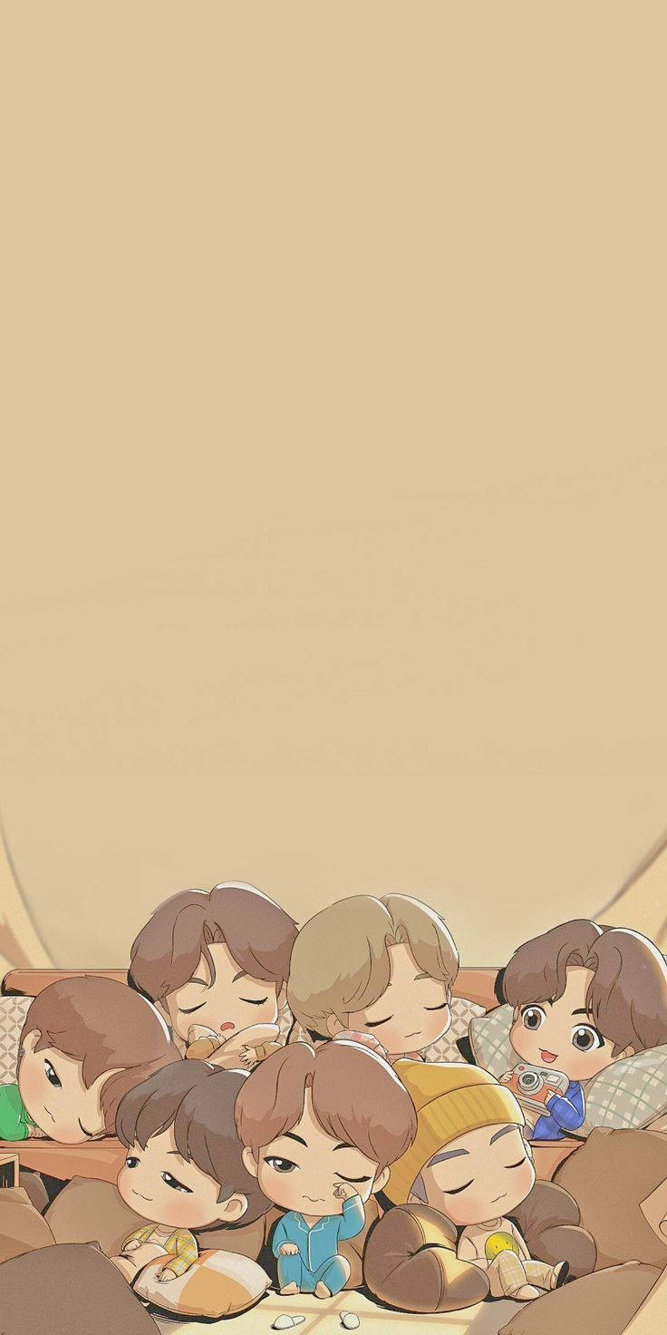 740x1480 Download Bts Chibi Sleepover Wallpaper, Phone