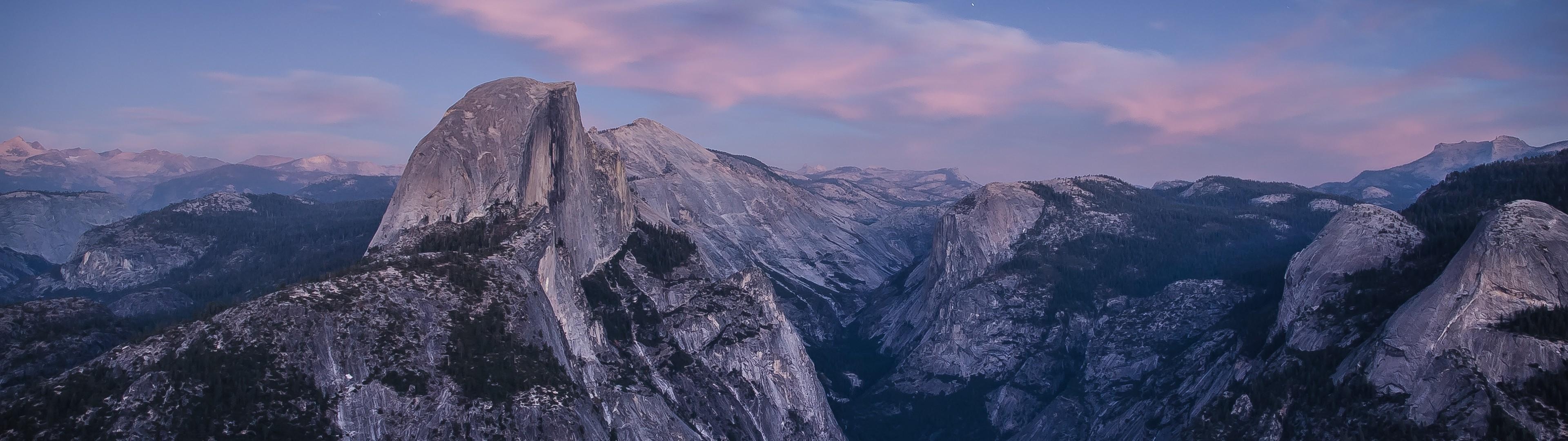 3840x1080 landscape half dome yosemite national park multiple display, Dual Screen