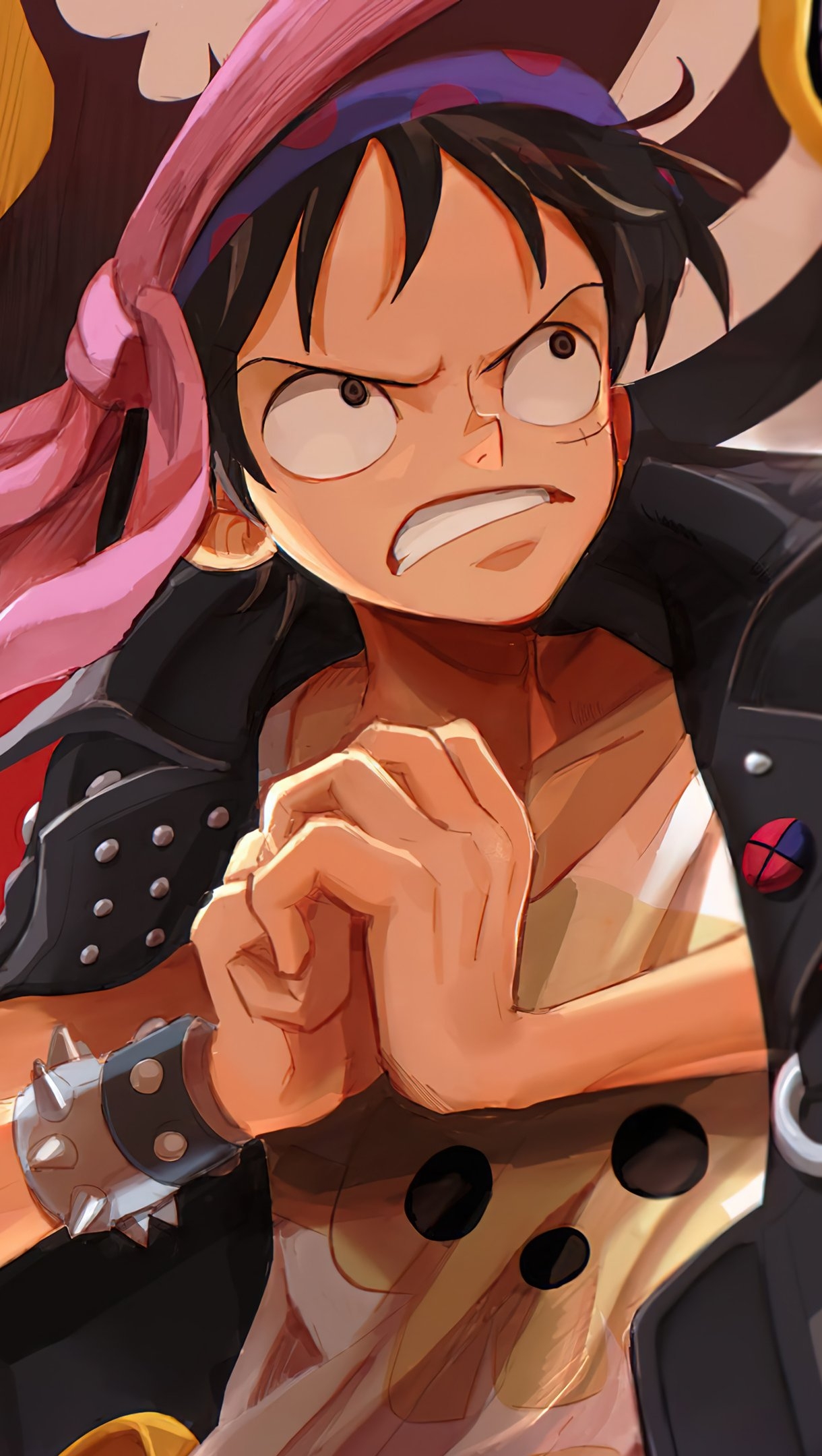 1220x2160 One Piece Red Luffy Zoro Nami Anime Wallpaper 4k Ultra HD, Phone