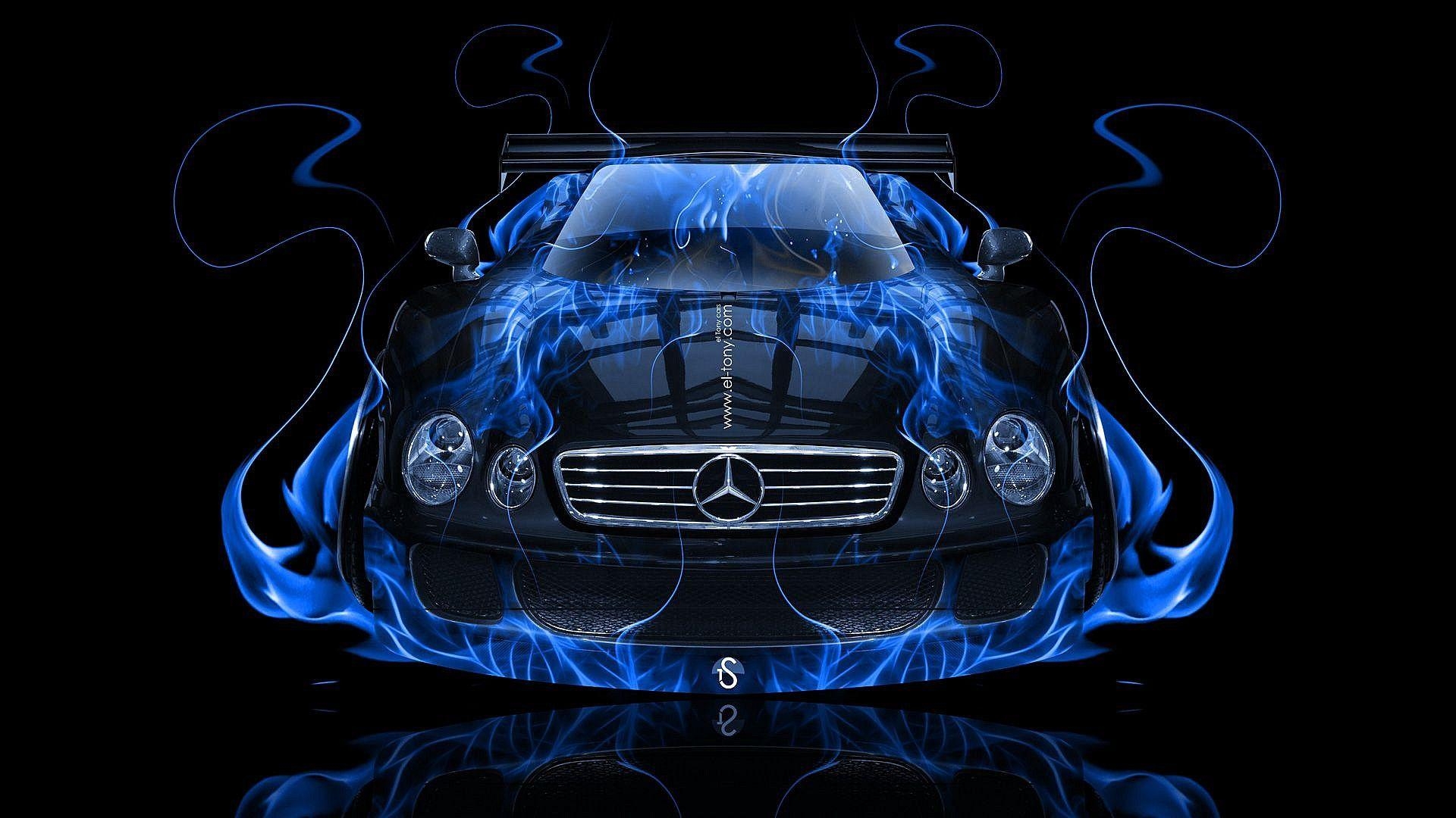 1920x1080 Benz Clk Gtr Frontup Blue Fire Abstract Car 2014 Art HD Wallpaper, Desktop