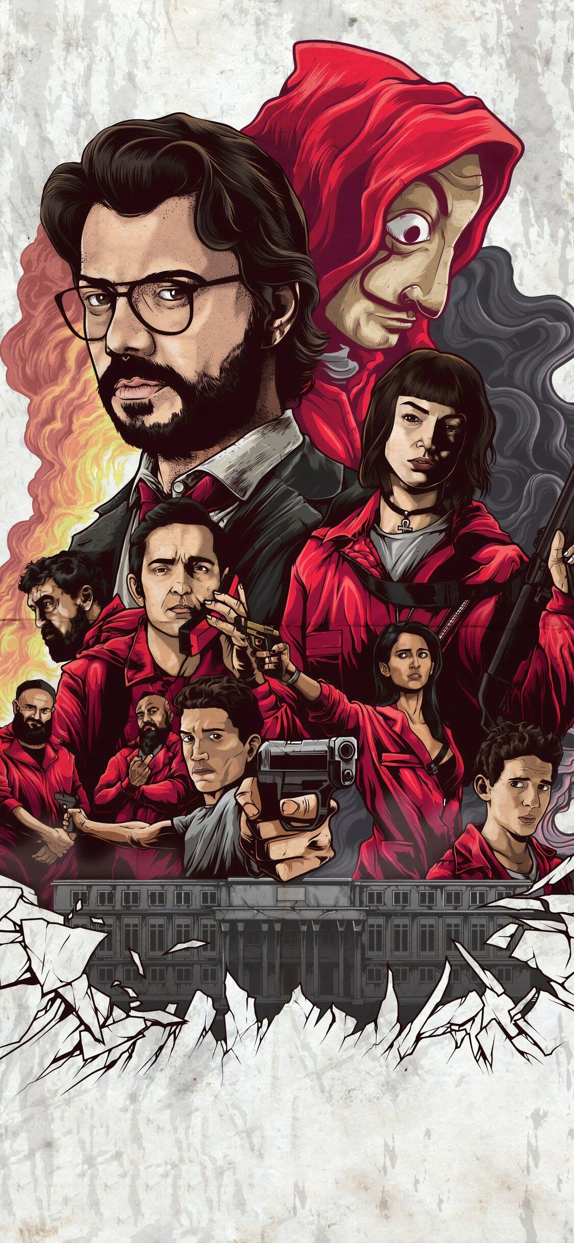 1130x2440 Money Heist Wallpaper, Phone