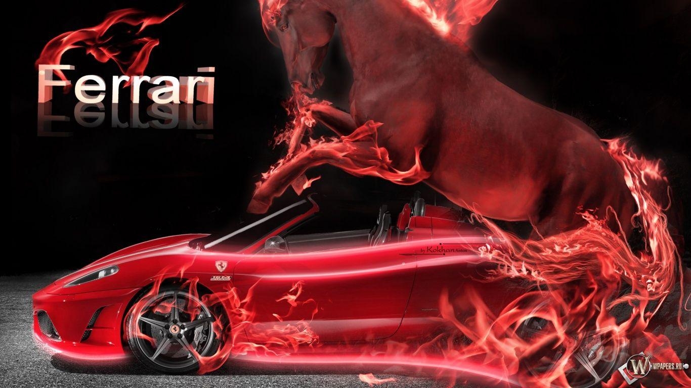 1370x770 Neon Fire Ferrari Red Horse Wheelbarrow Cars HD Wallpaper mooiste, Desktop