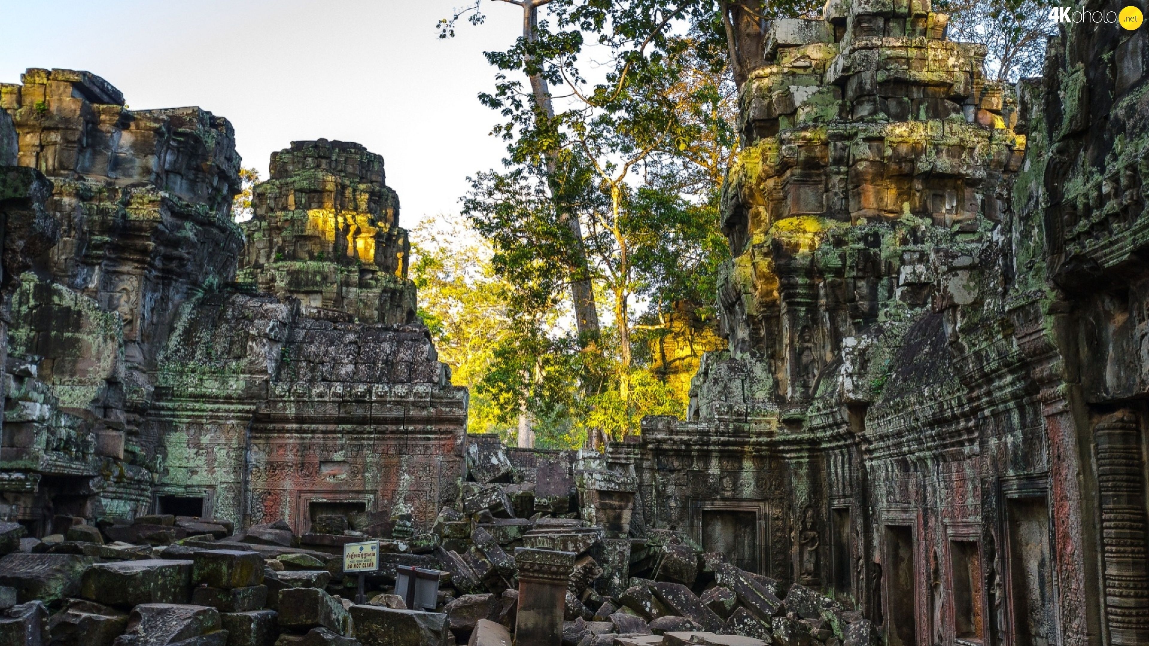 3840x2160 trees, temple, viewes, Angkor Wat, Cambodia, ruins jigsaw, Desktop