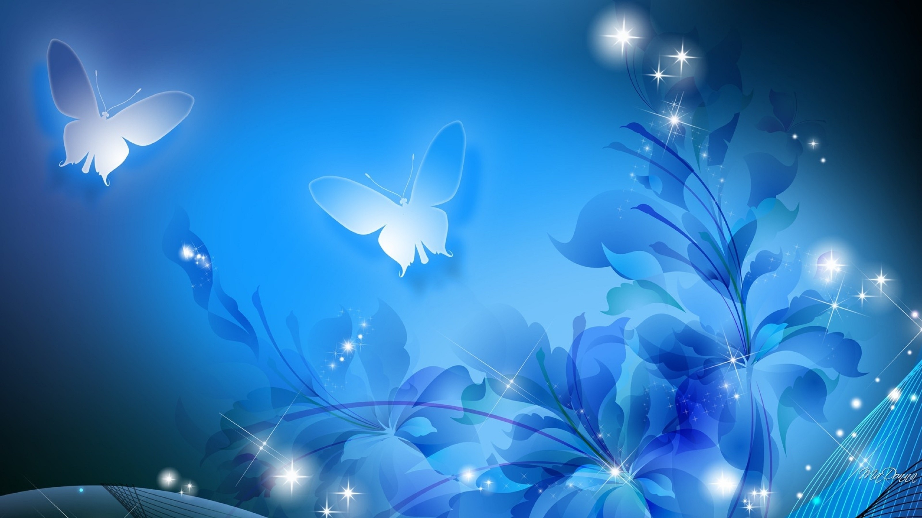 3200x1800 Pastel Blue Floral Background, Desktop