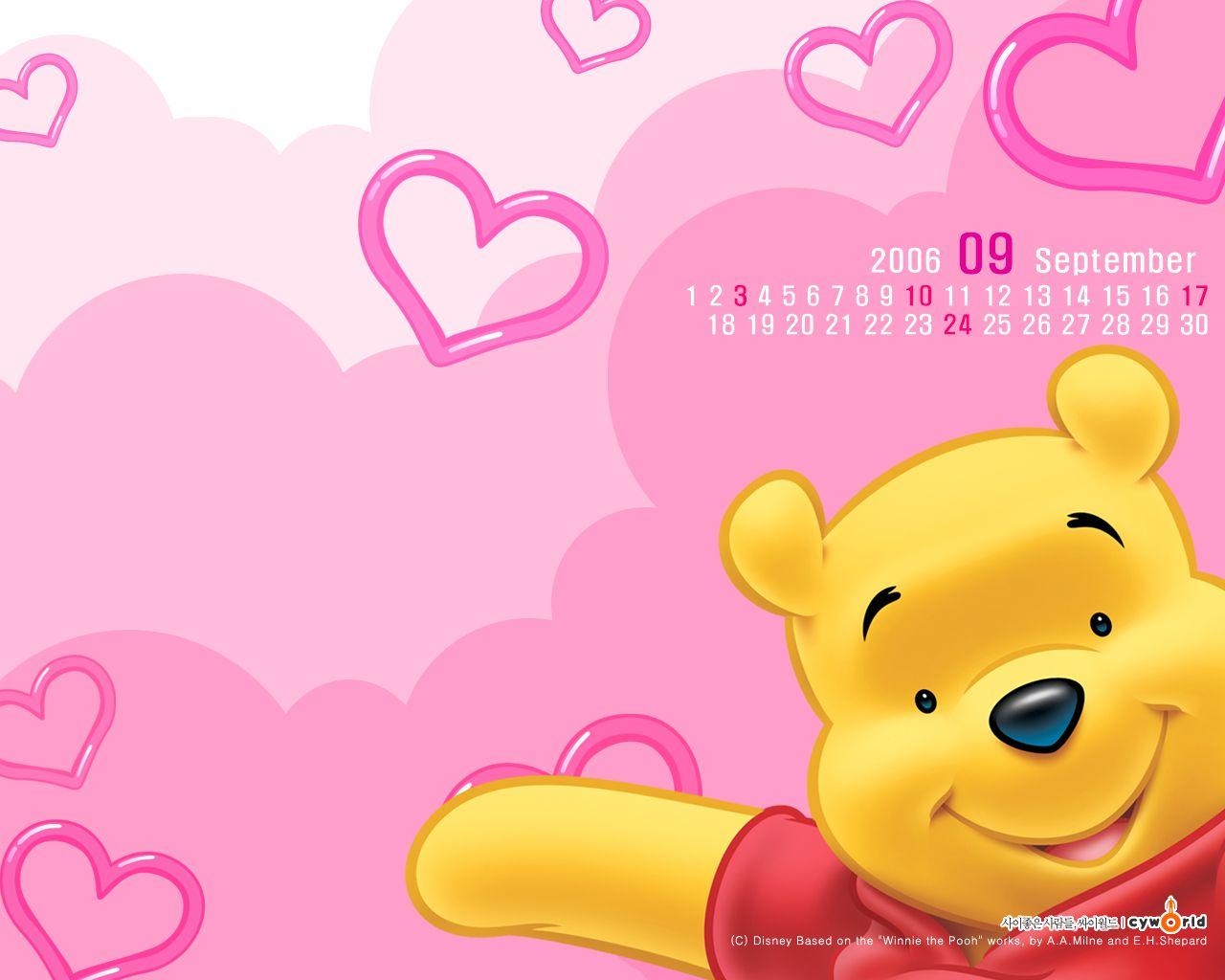 1280x1030 valentines day wallpaper winnie the pooh HD pink hearts, Desktop