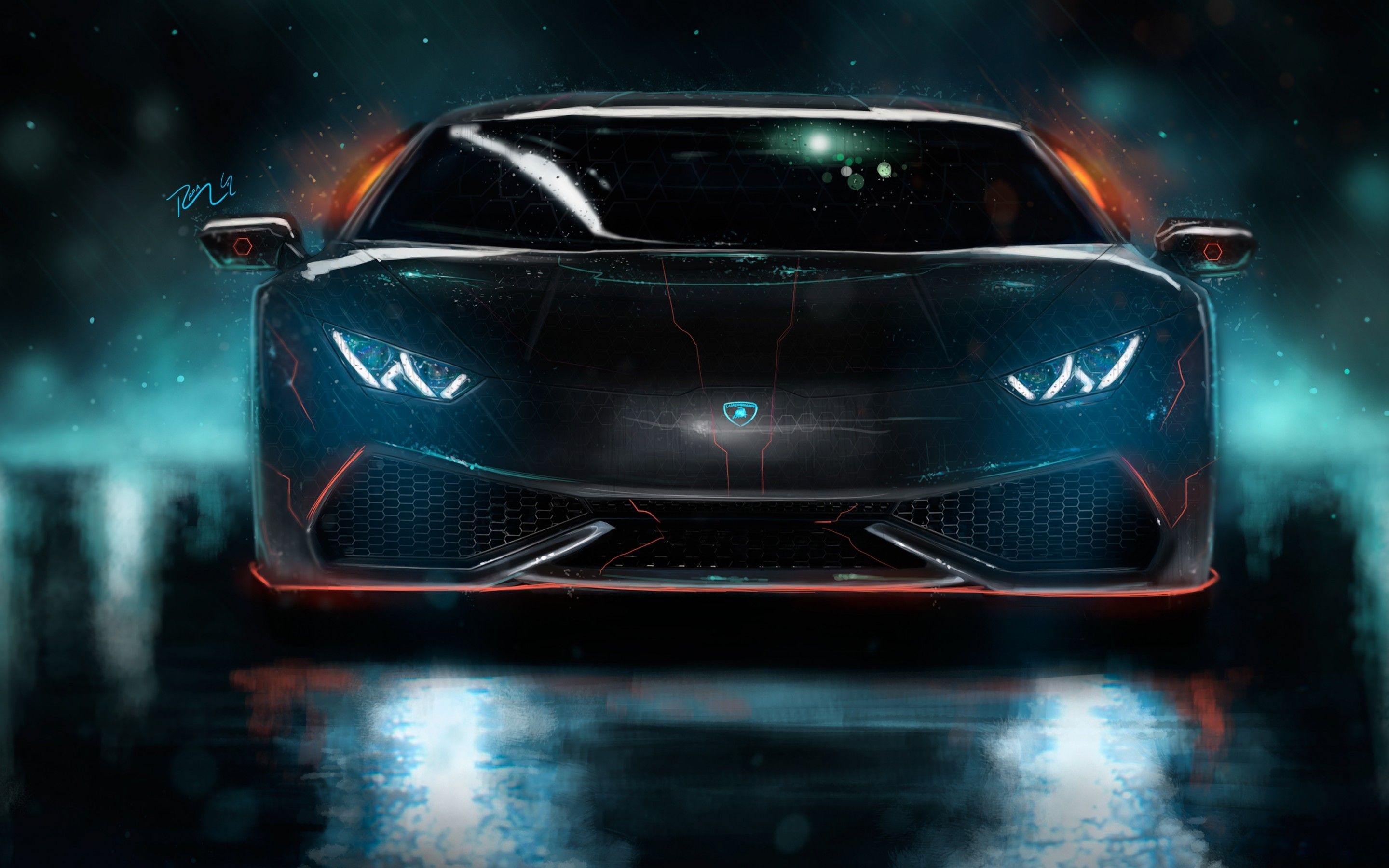 2880x1800 Wallpaper Lamborghini Huracan, CGI, Custom, Neon, Night, HD, 4K, Automotive,. Wallpaper for iPhone, Android, Mobile and Desktop, Desktop