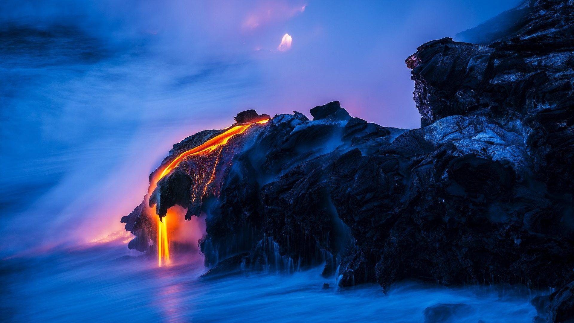 1920x1080 Magma Tag wallpaper: Sea Magma Rocks Nature Water Volcano Lava, Desktop