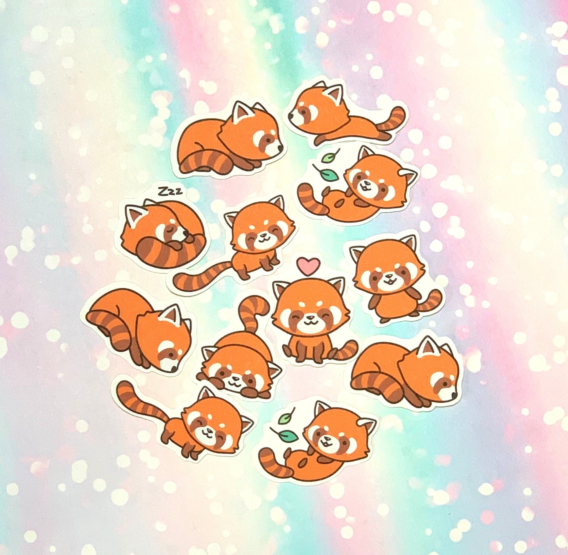 1910x1860 Pack Paper Kawaii Red Panda Animal Stickers SET 1, Desktop