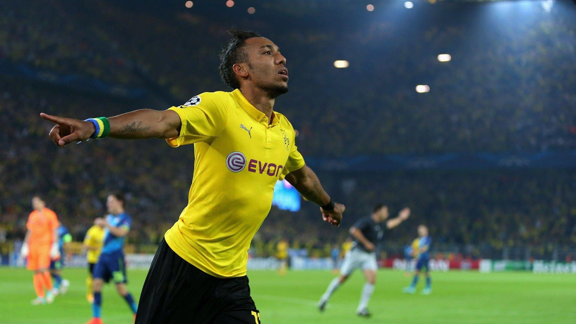 1920x1080 footballers, Pierre Emerick Aubameyang, Soccer Pitches, Borussia, Desktop