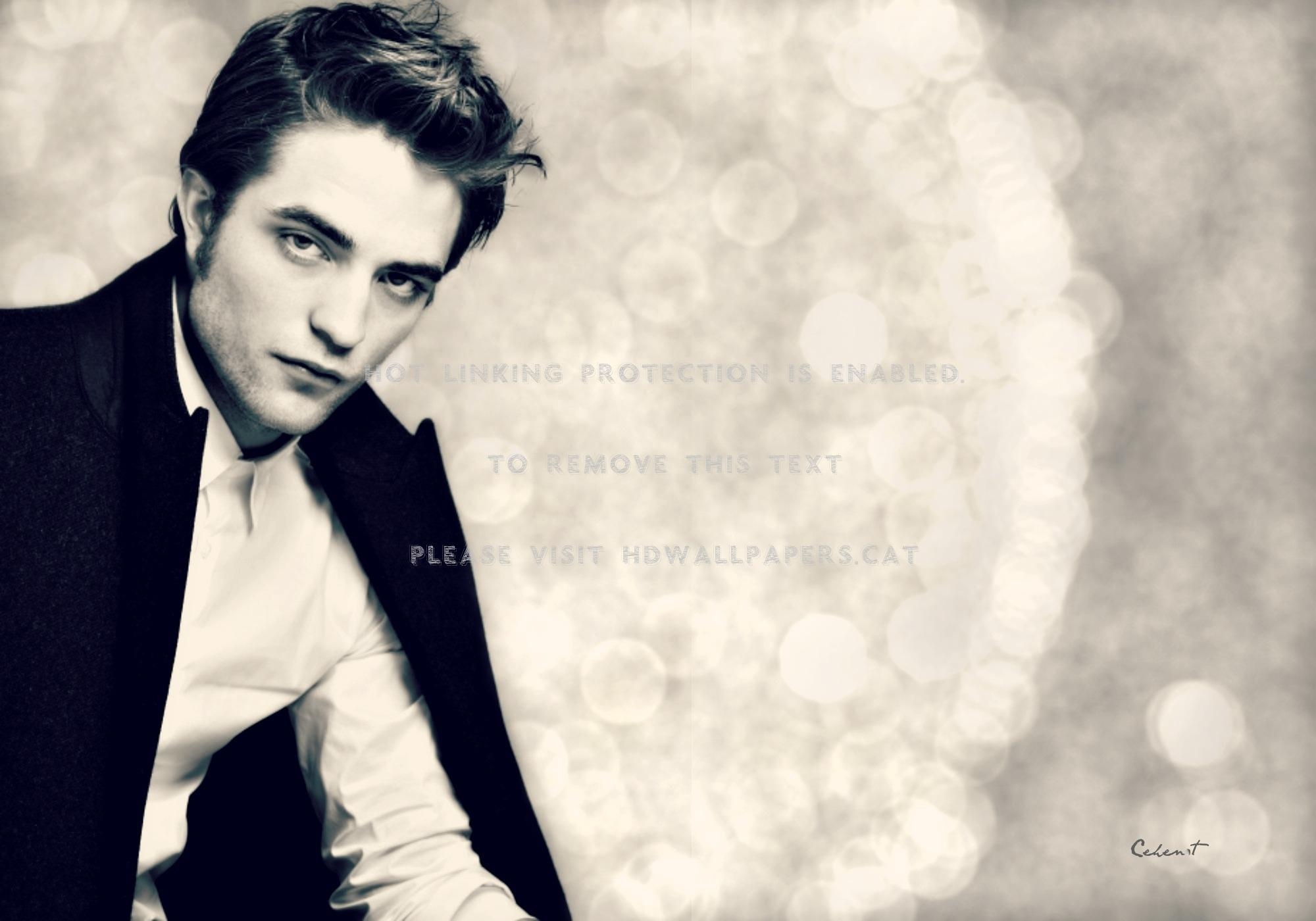 2000x1400 robert pattinson white by cehenot bokeh bw, Desktop